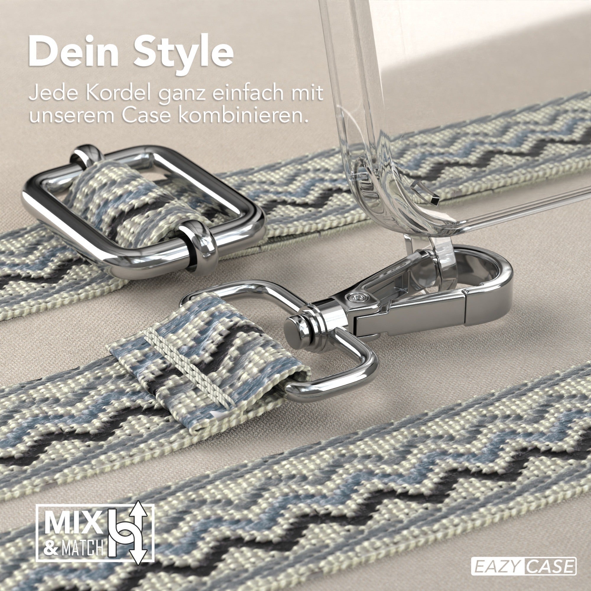 iPhone 15 Pro Handykette mit verstellbarem Boho Band von EAZY CASE