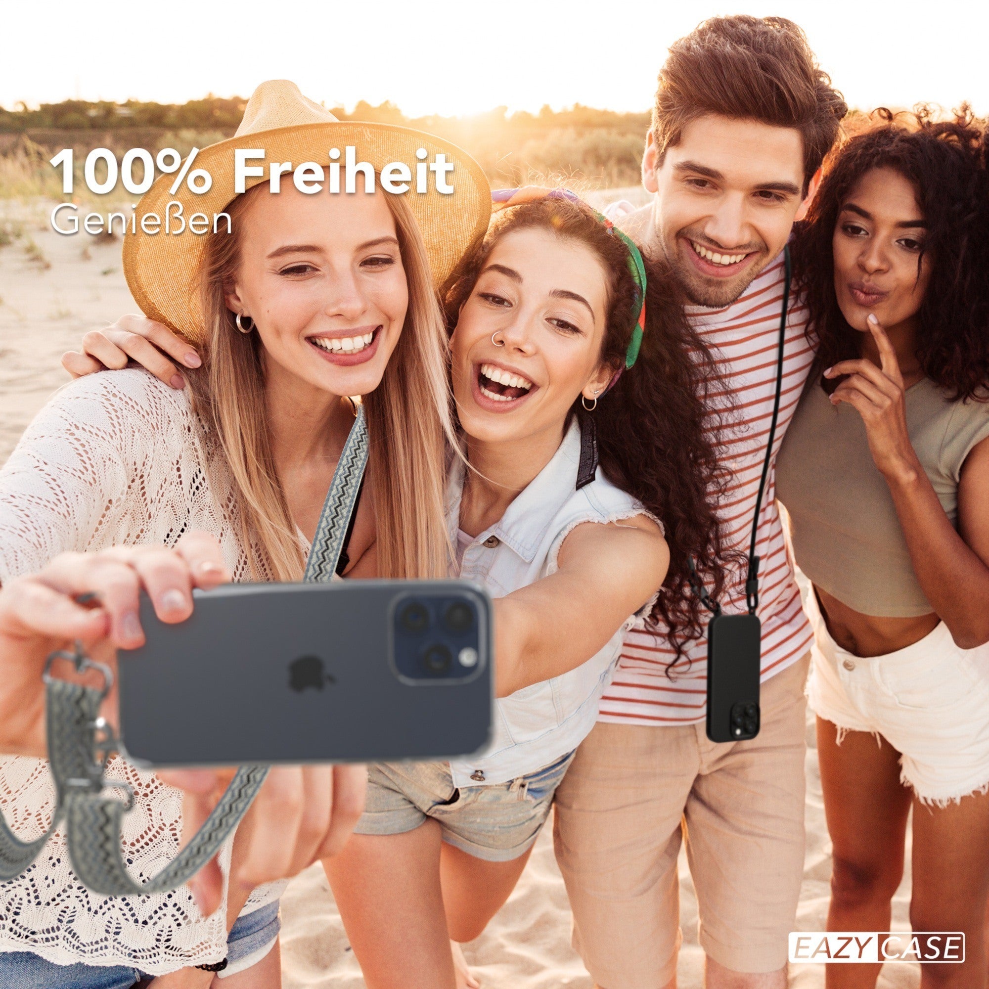 iPhone 15 Pro Max Handykette mit verstellbarem Boho Band Set