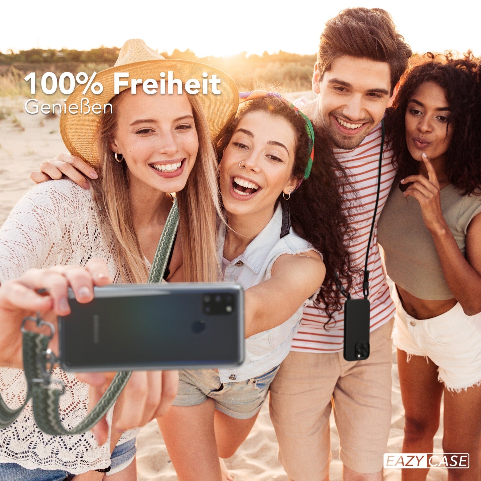Samsung Galaxy A21s Handykette mit verstellbarem Boho Band zum Umhängen