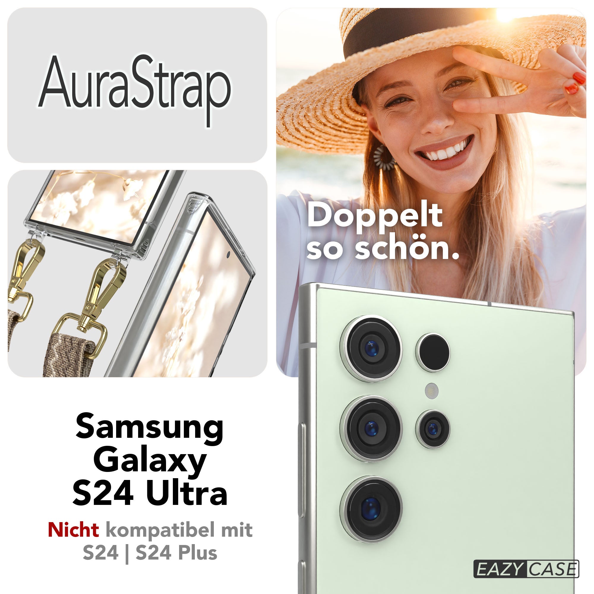 Samsung Galaxy S24 Ultra Handykette mit MagSafe Halterung und Boho Band