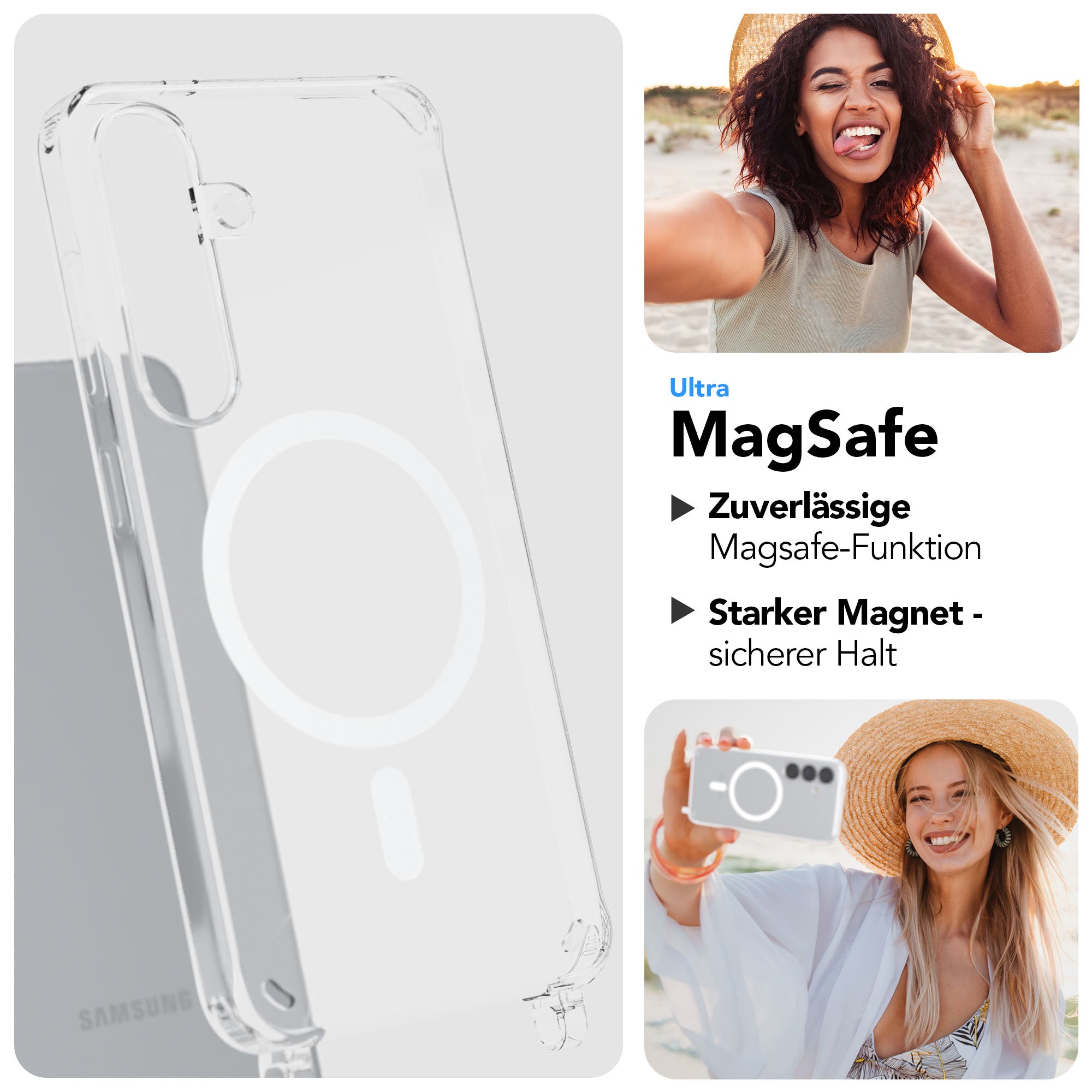 Samsung Galaxy S25 Handykette MagSafe Boho Band verstellbarer Trageriemen #farbe_hellbraun-braun-metallfarbe-gold