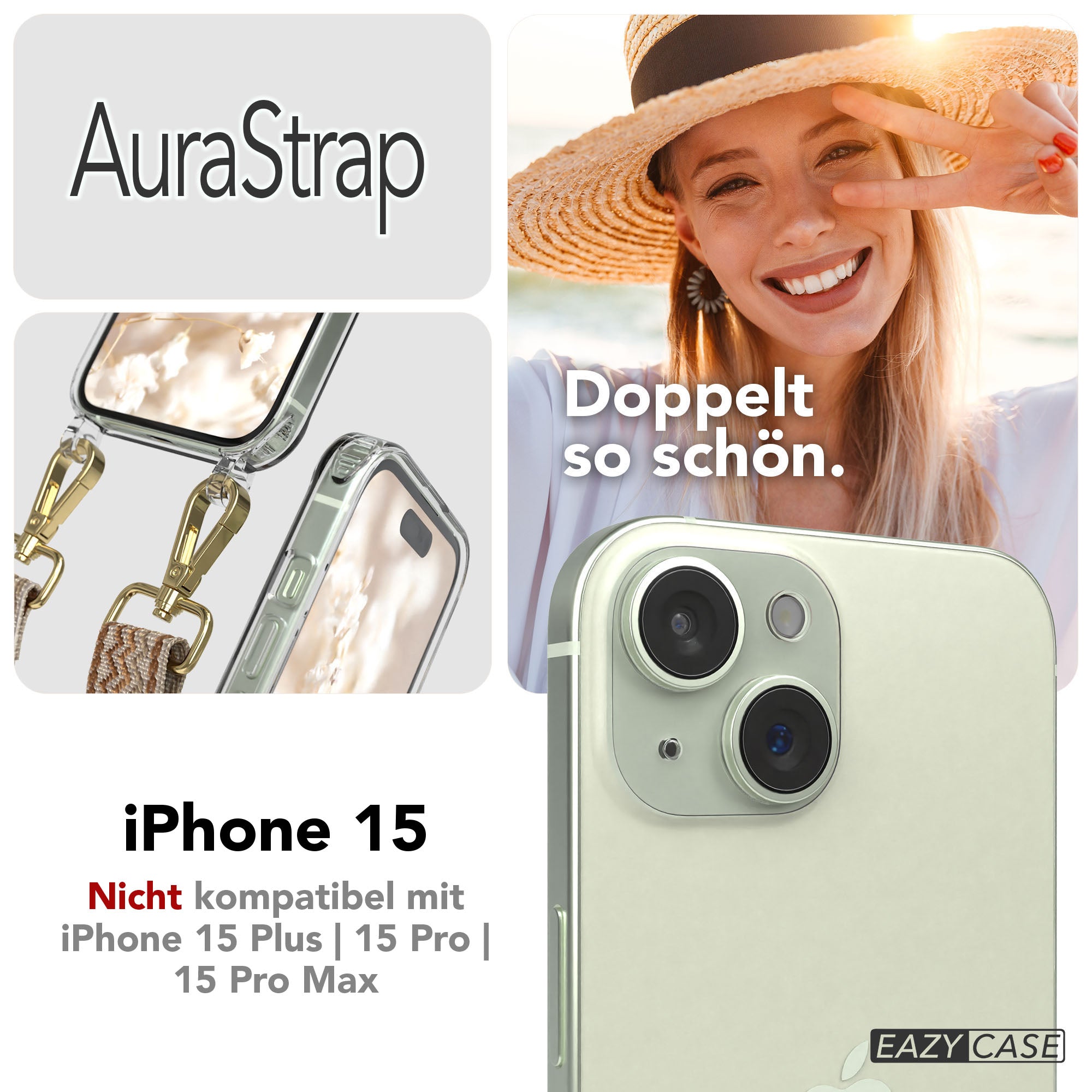 iPhone 15 MagSafe Handykette mit Boho Band verstellbar