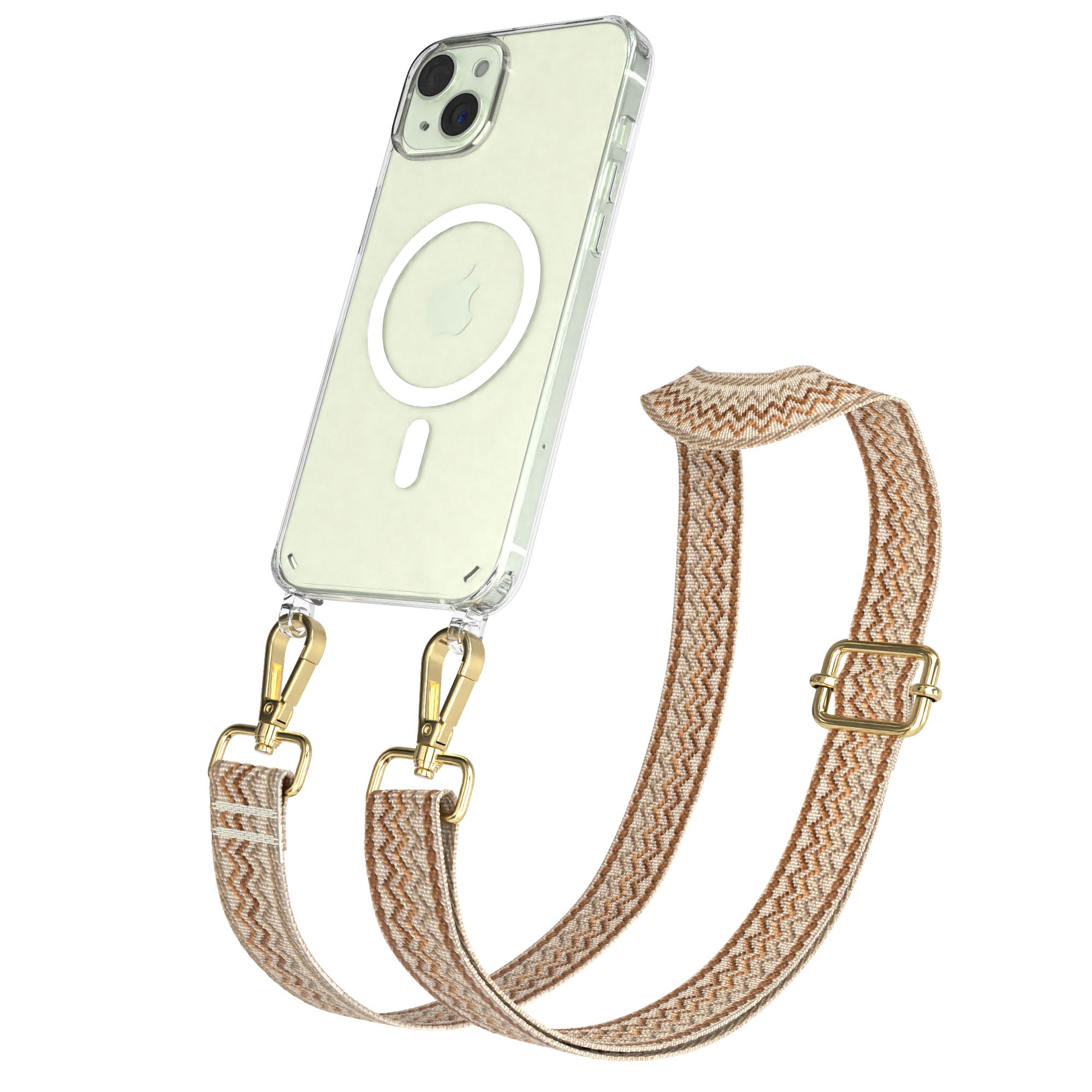 iPhone 15 Plus MagSafe Handykette mit verstellbarem Boho Band Set