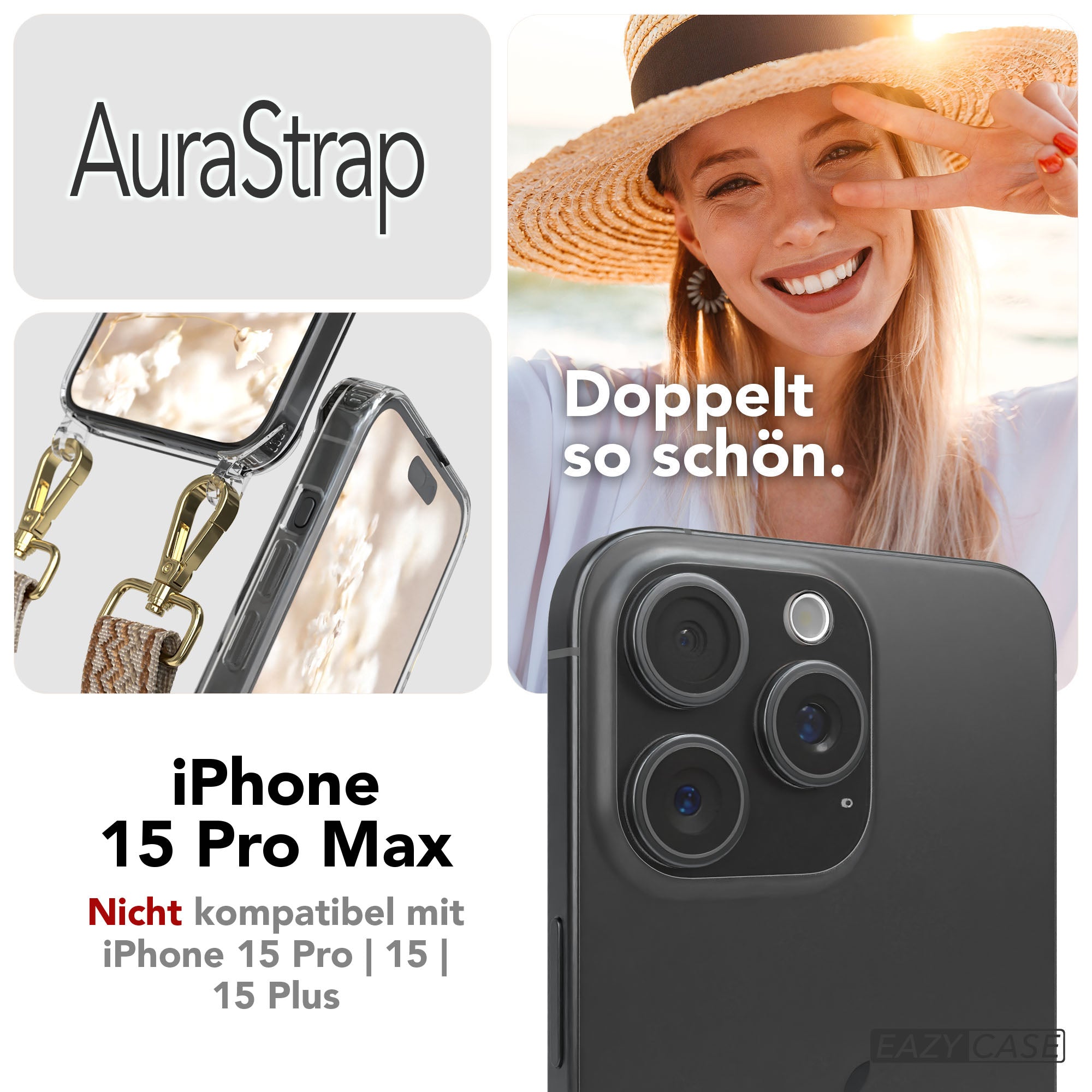 iPhone 15 Pro Max Handykette MagSafe mit Boho Band verstellbar