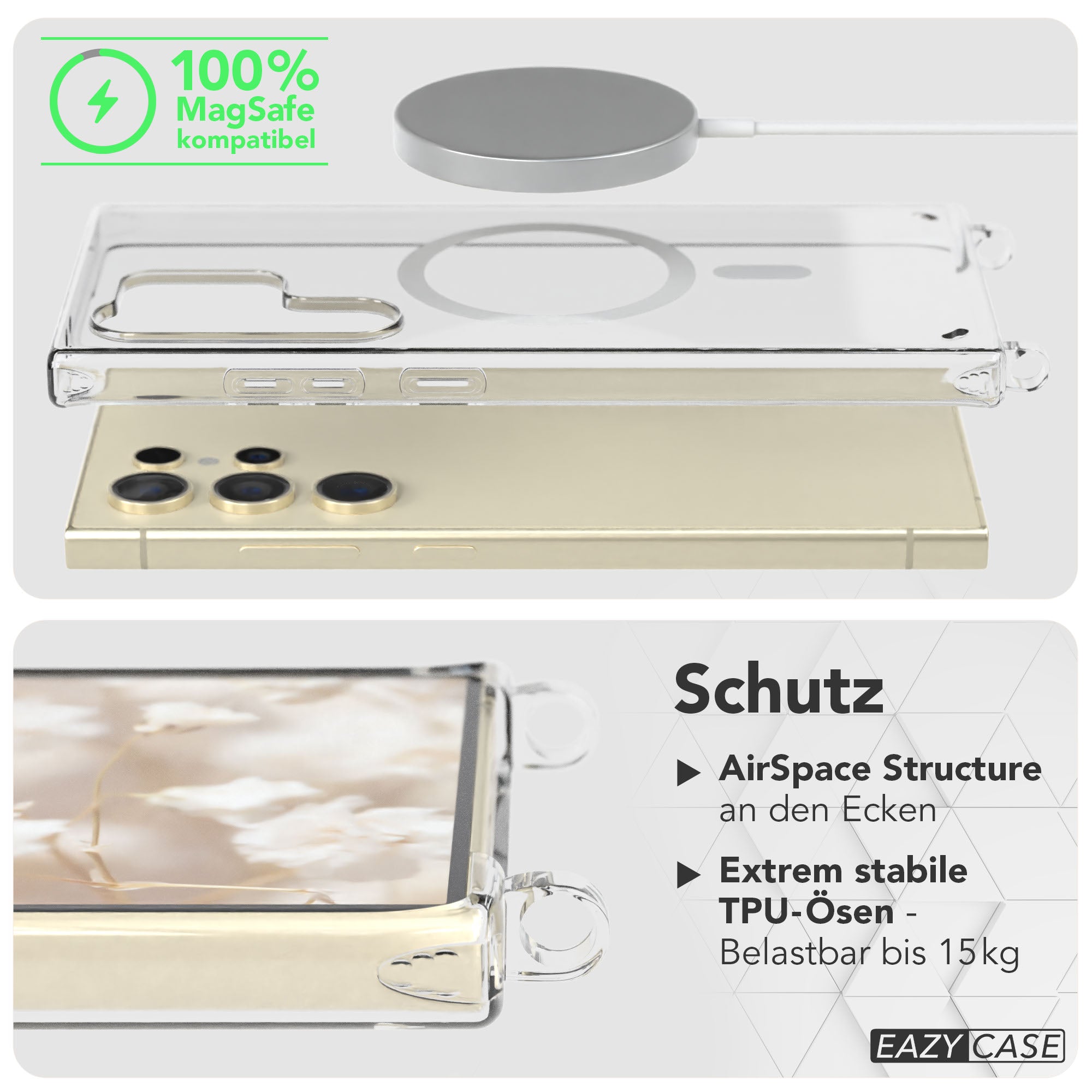 Samsung Galaxy S24 Ultra Handykette mit MagSafe Halterung und Boho Band