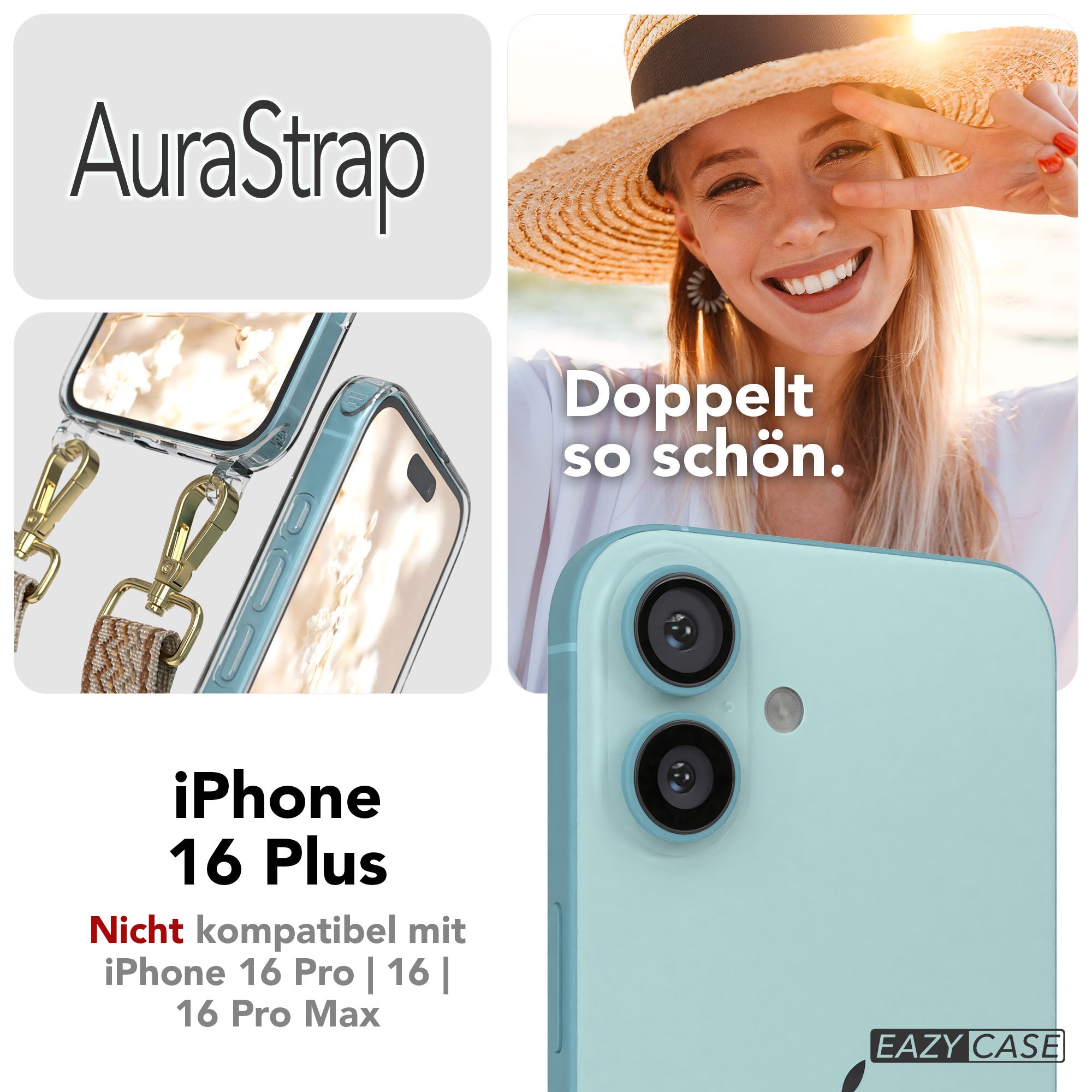 iPhone 16 Plus MagSafe Handykette mit Boho Band Set EAZY CASE