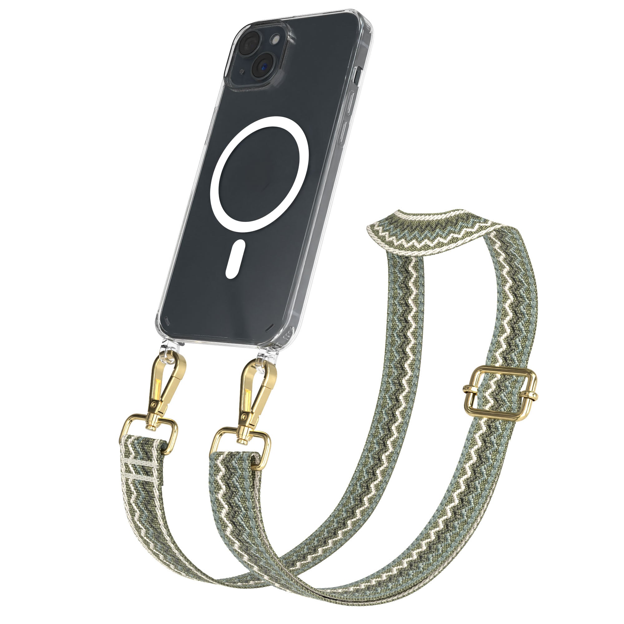 iPhone 15 Plus MagSafe Handykette mit verstellbarem Boho Band Set
