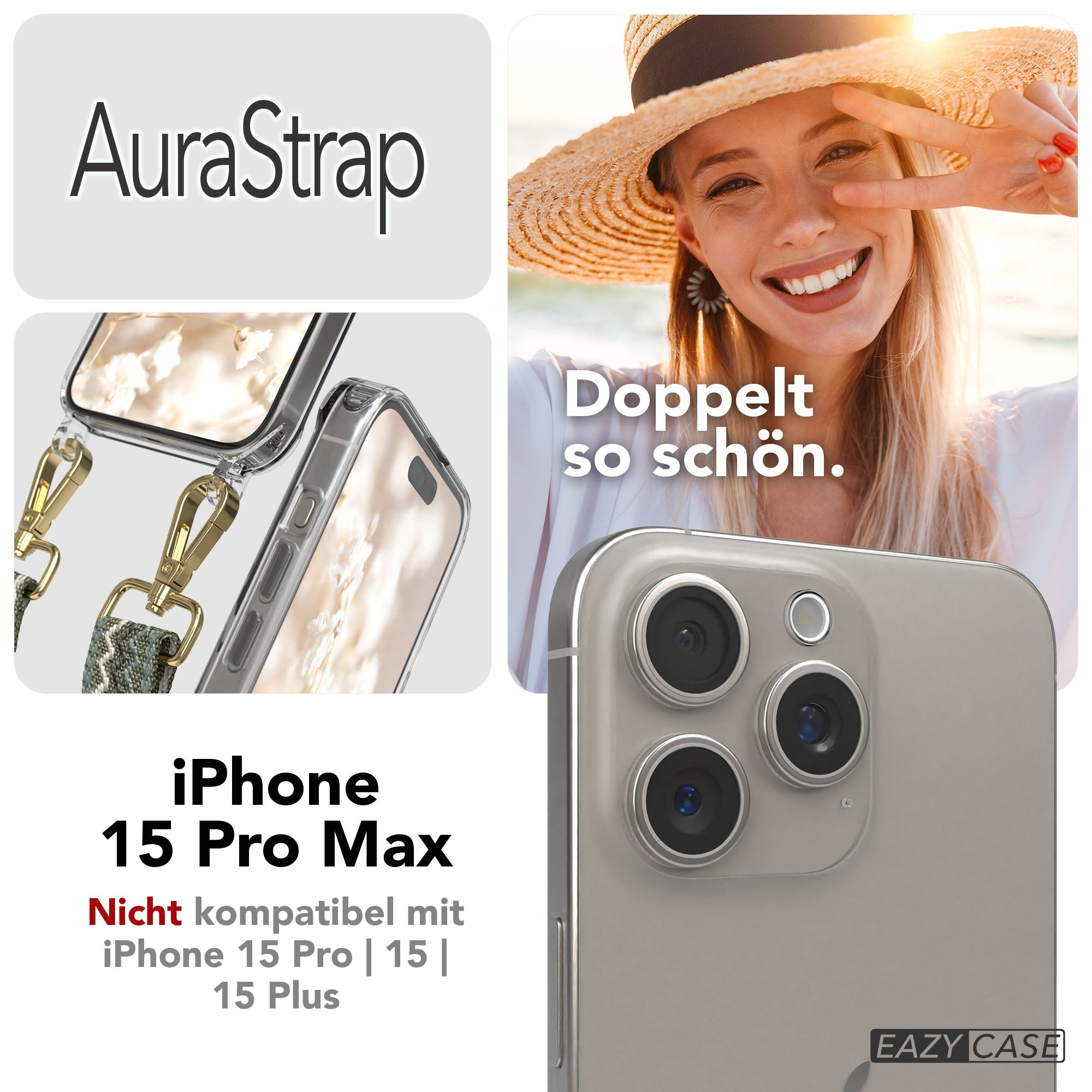 iPhone 15 Pro Max Handykette MagSafe mit Boho Band verstellbar