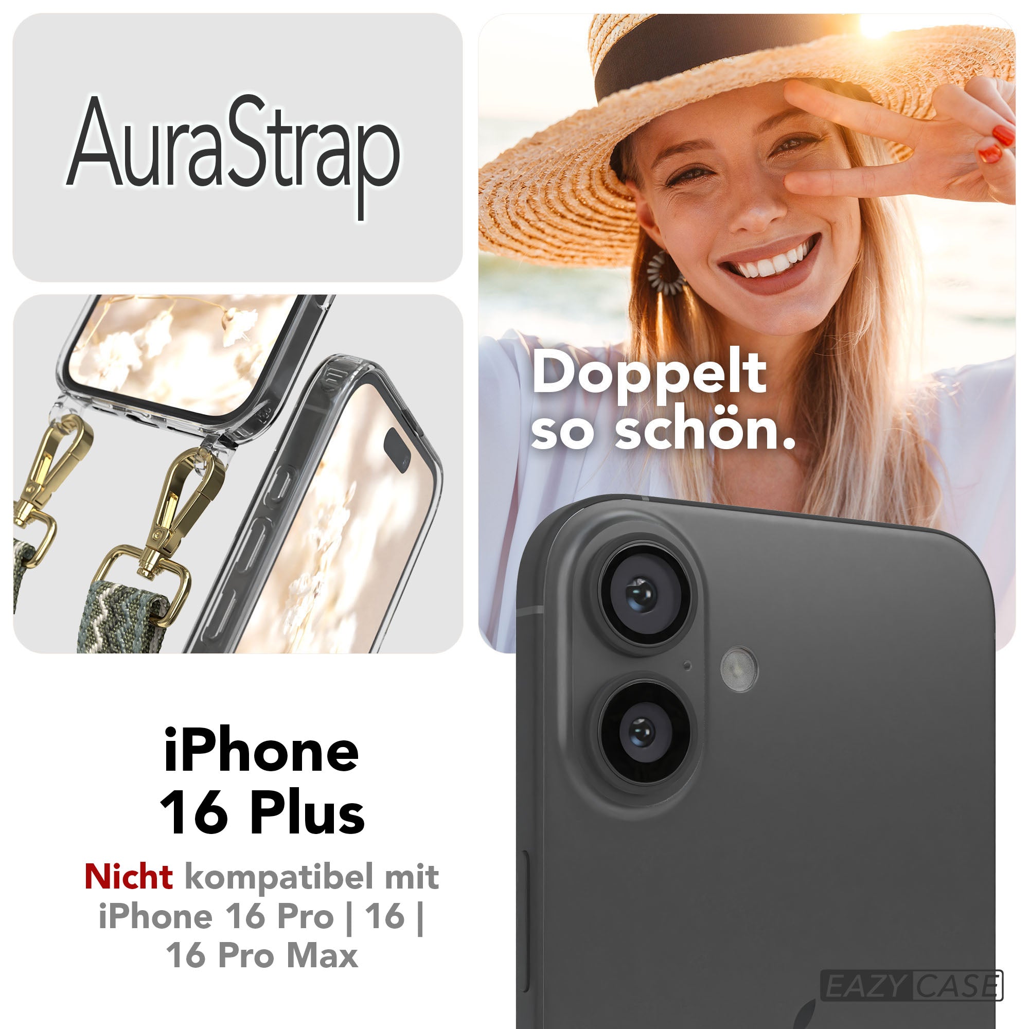 iPhone 16 Plus MagSafe Handykette mit Boho Band Set EAZY CASE
