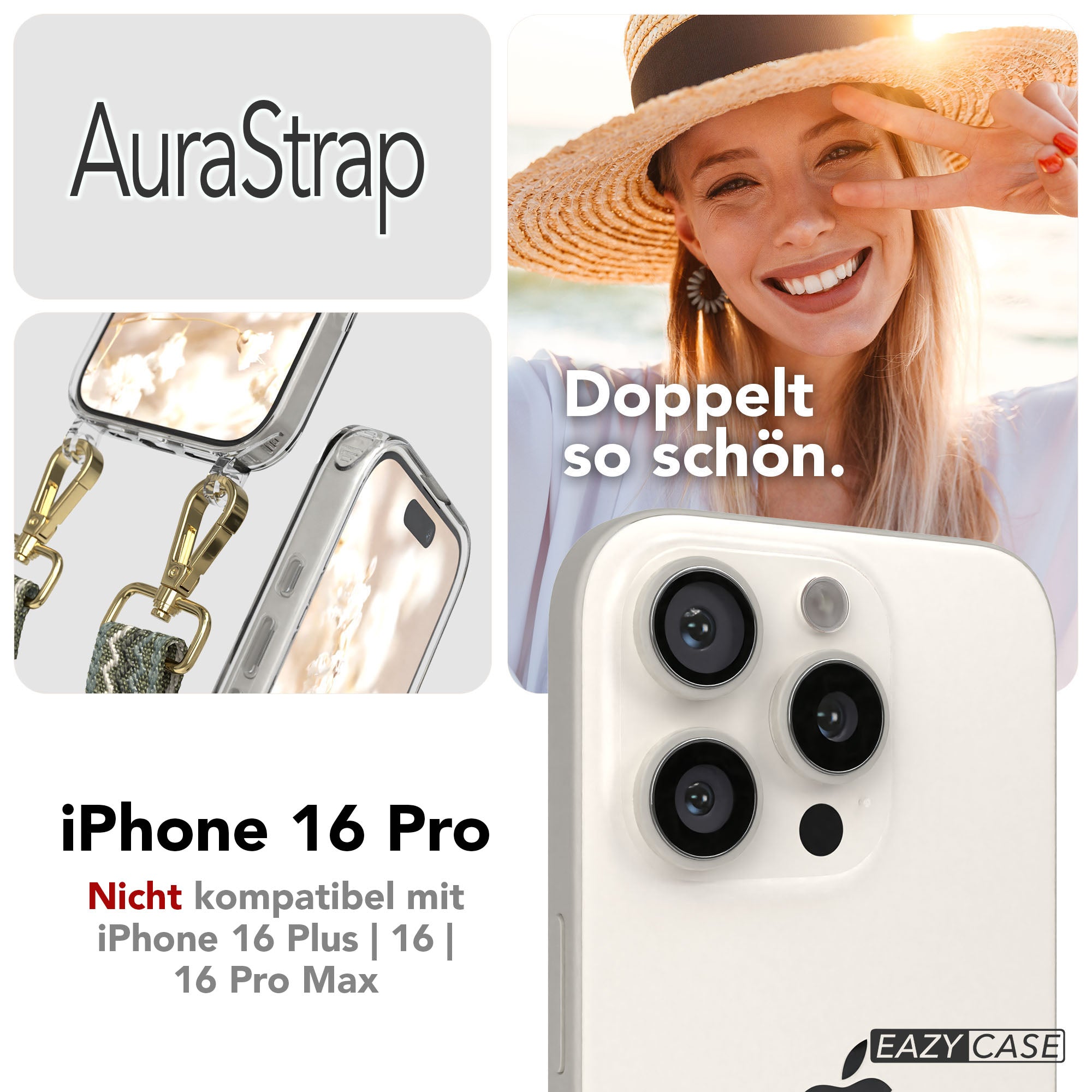iPhone 16 Pro MagSafe Handykette mit Boho Band verstellbar