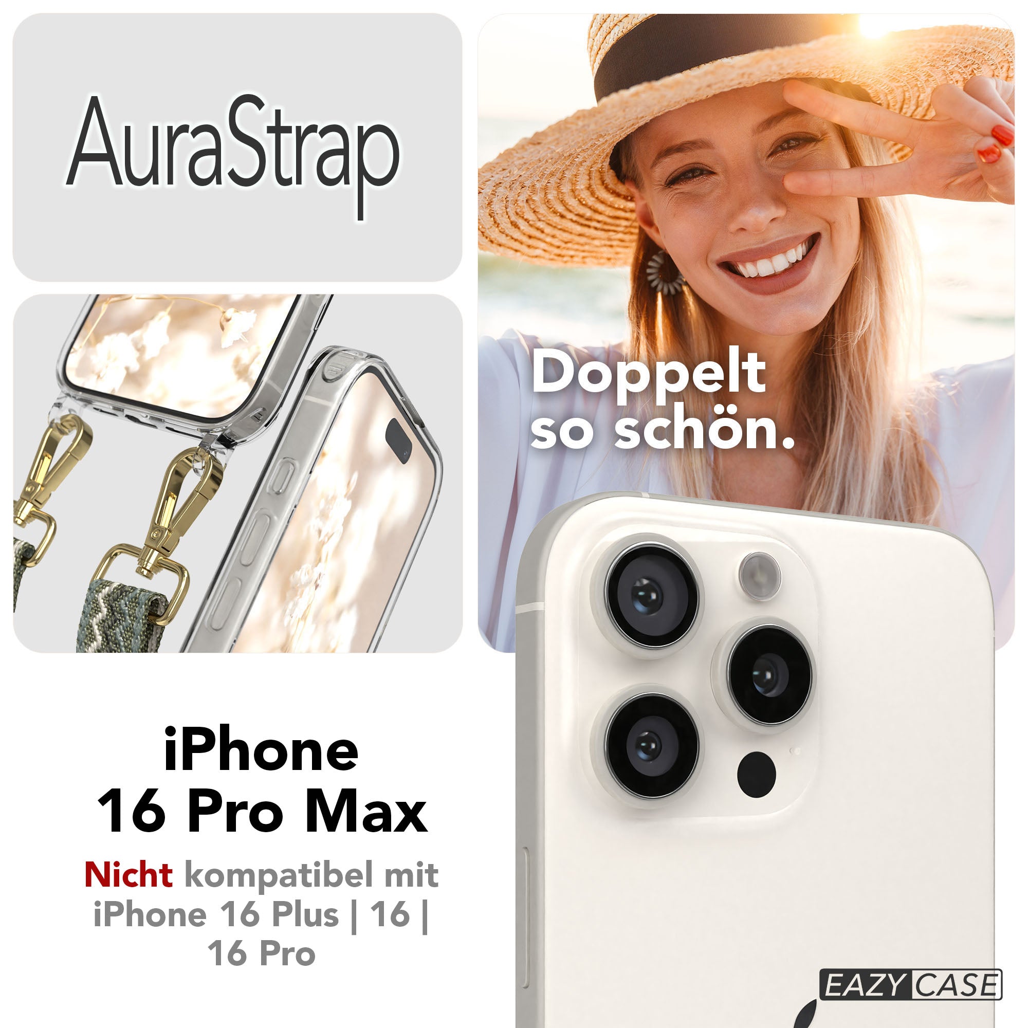 iPhone 16 Pro Max Handykette mit MagSafe Boho Band verstellbar