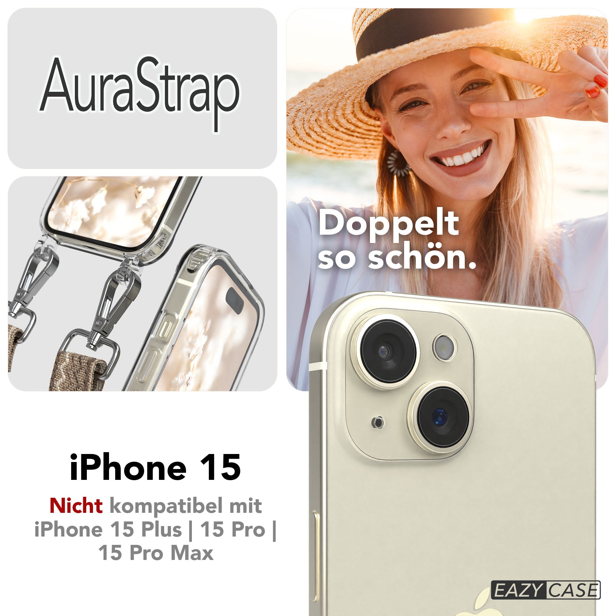iPhone 15 MagSafe Handykette mit Boho Band verstellbar