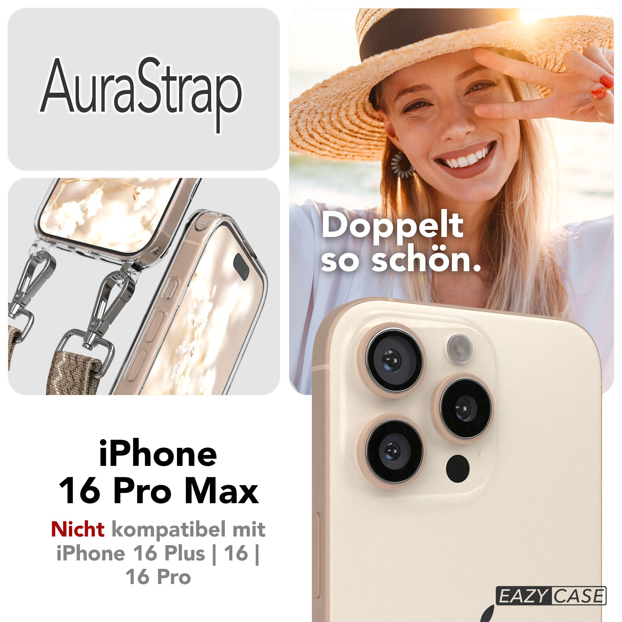 iPhone 16 Pro Max Handykette mit MagSafe Boho Band verstellbar