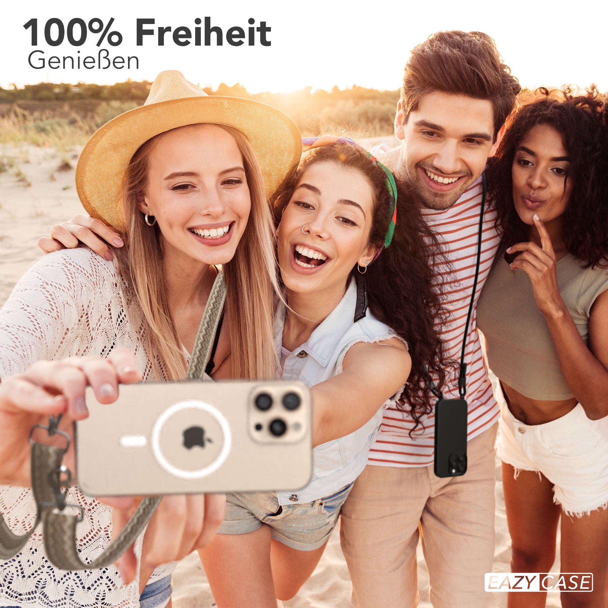 iPhone 16 Pro Max Handykette mit MagSafe Boho Band verstellbar