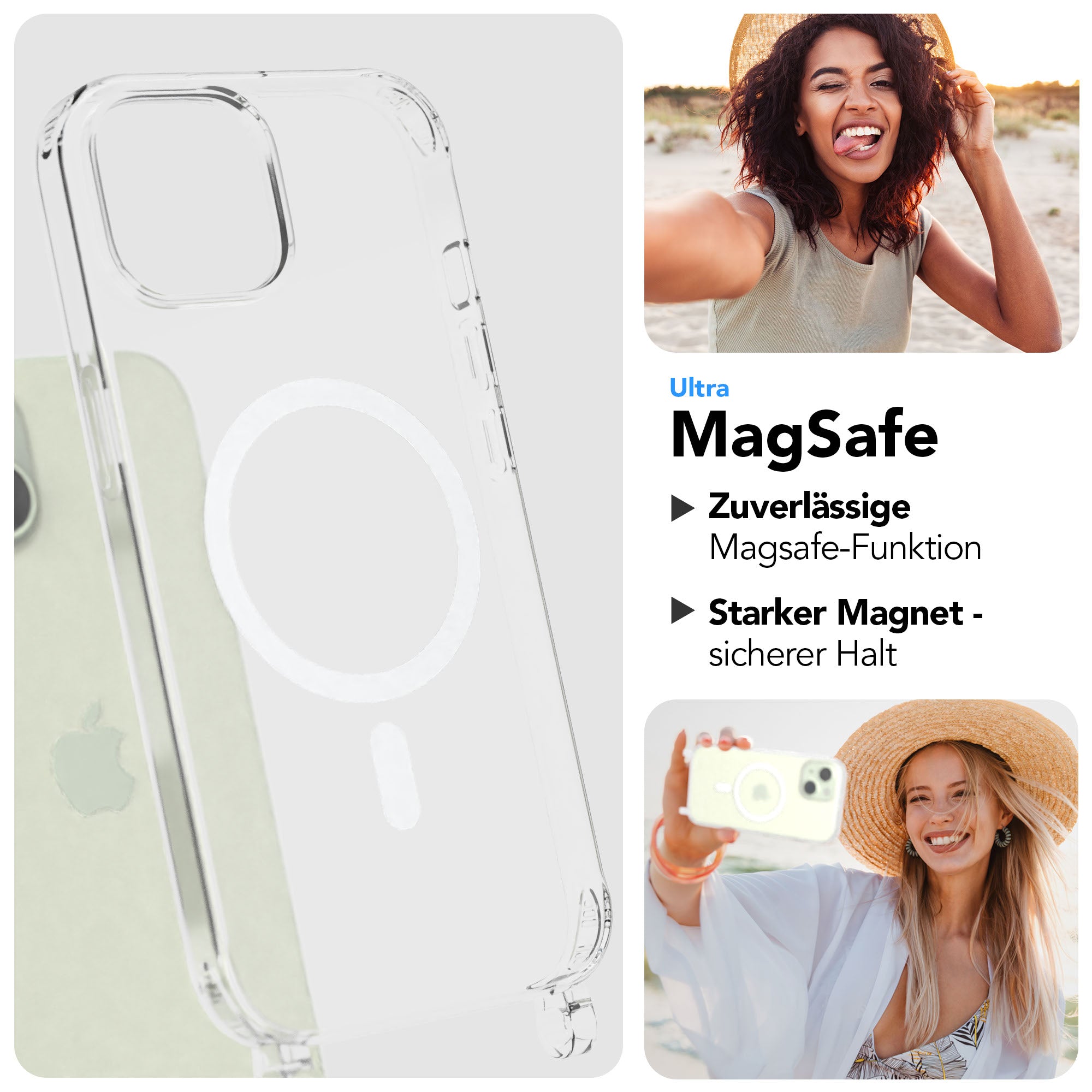 iPhone 15 MagSafe Handykette mit Boho Band verstellbar