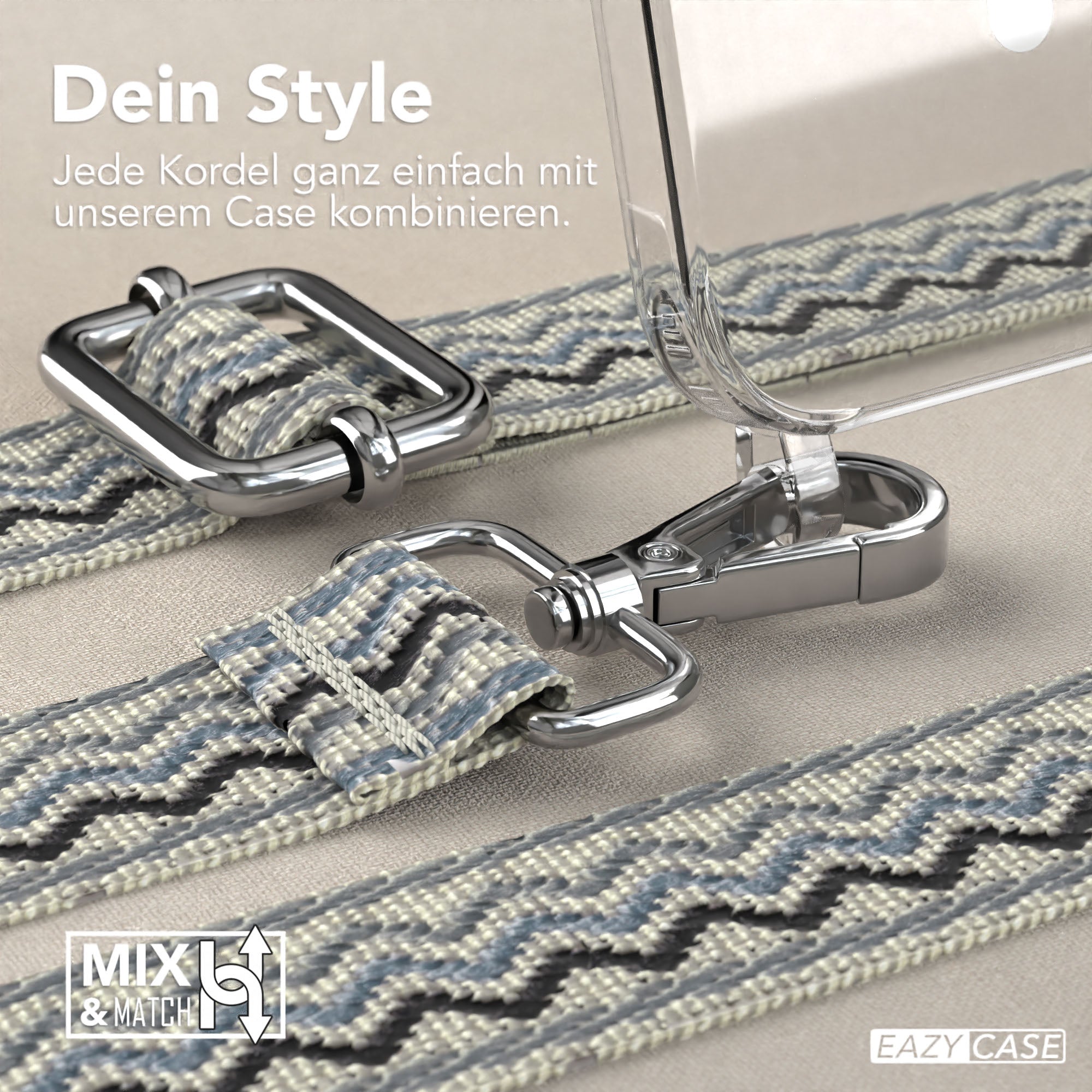 iPhone 15 MagSafe Handykette mit Boho Band verstellbar