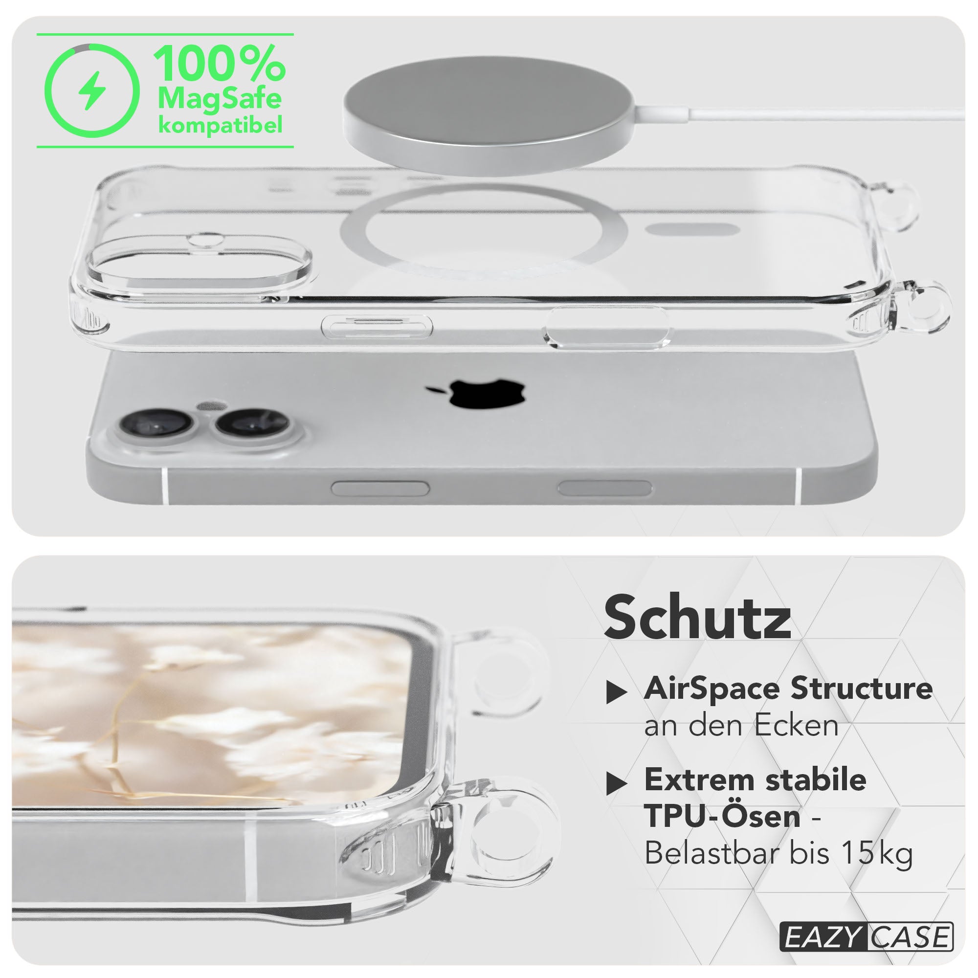 iPhone 16 MagSafe Handykette mit verstellbarem Boho Trageriemen von EAZY CASE