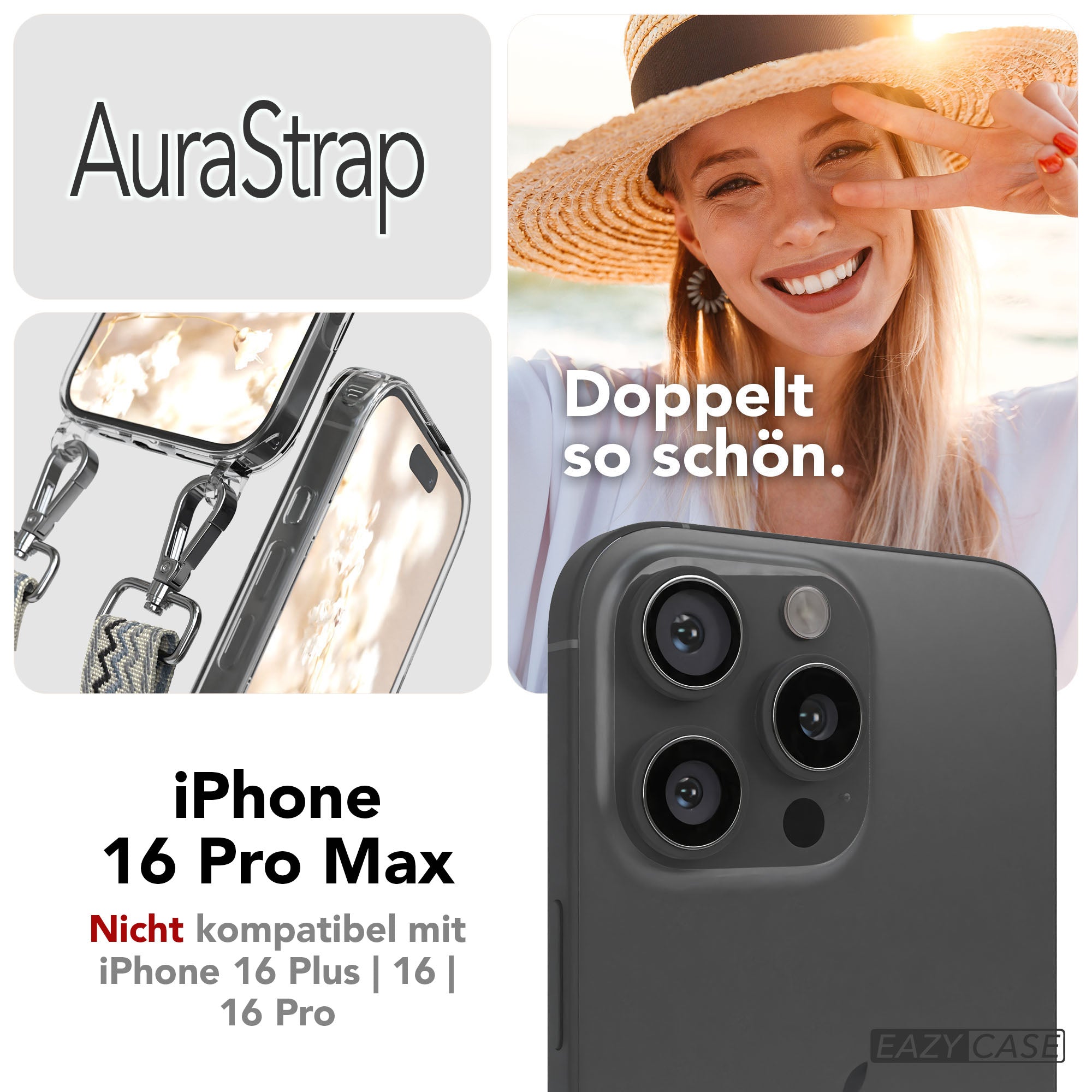 iPhone 16 Pro Max Handykette mit MagSafe Boho Band verstellbar