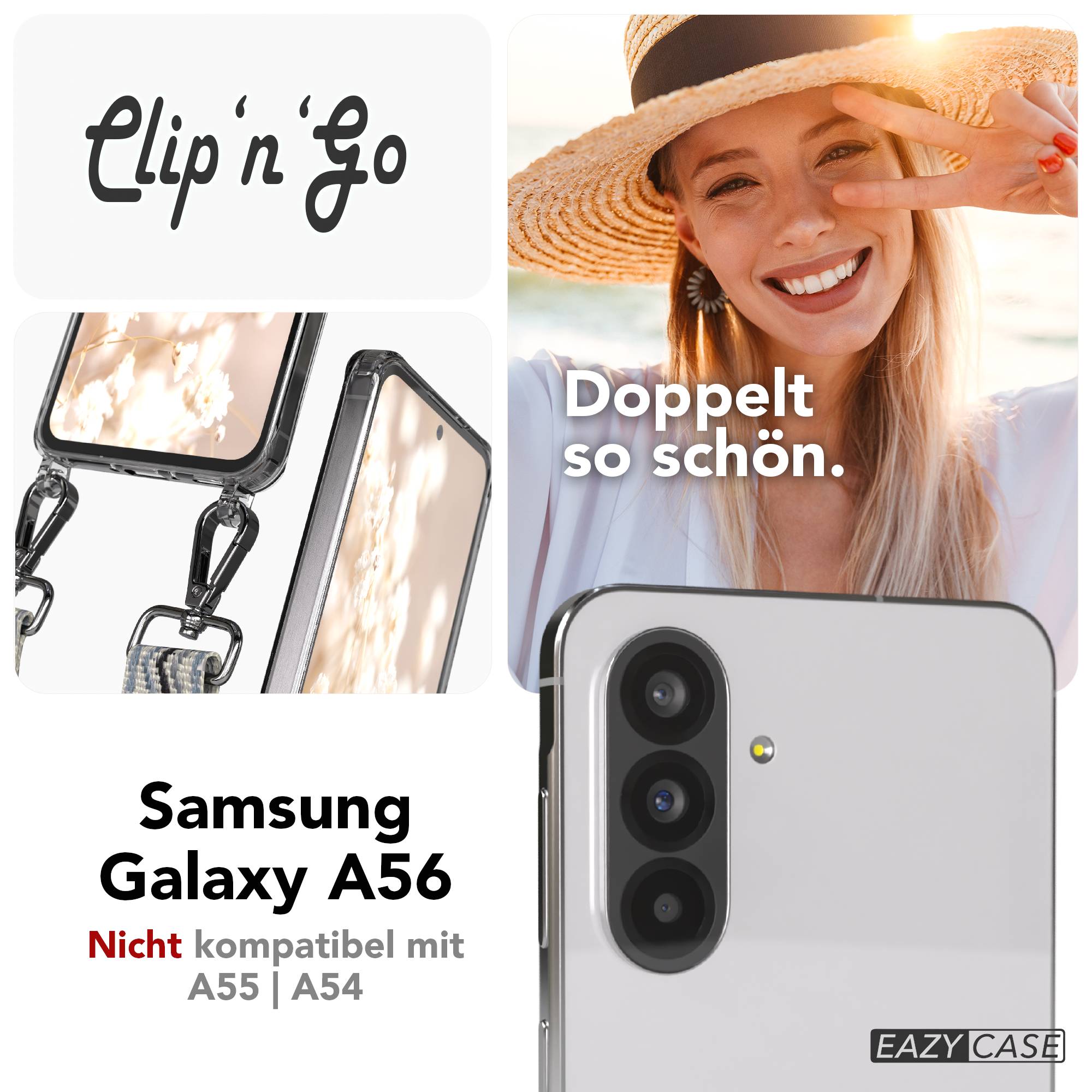 Samsung Galaxy A56 Handykette mit MagSafe Hülle und verstellbarem Boho Trageriemen