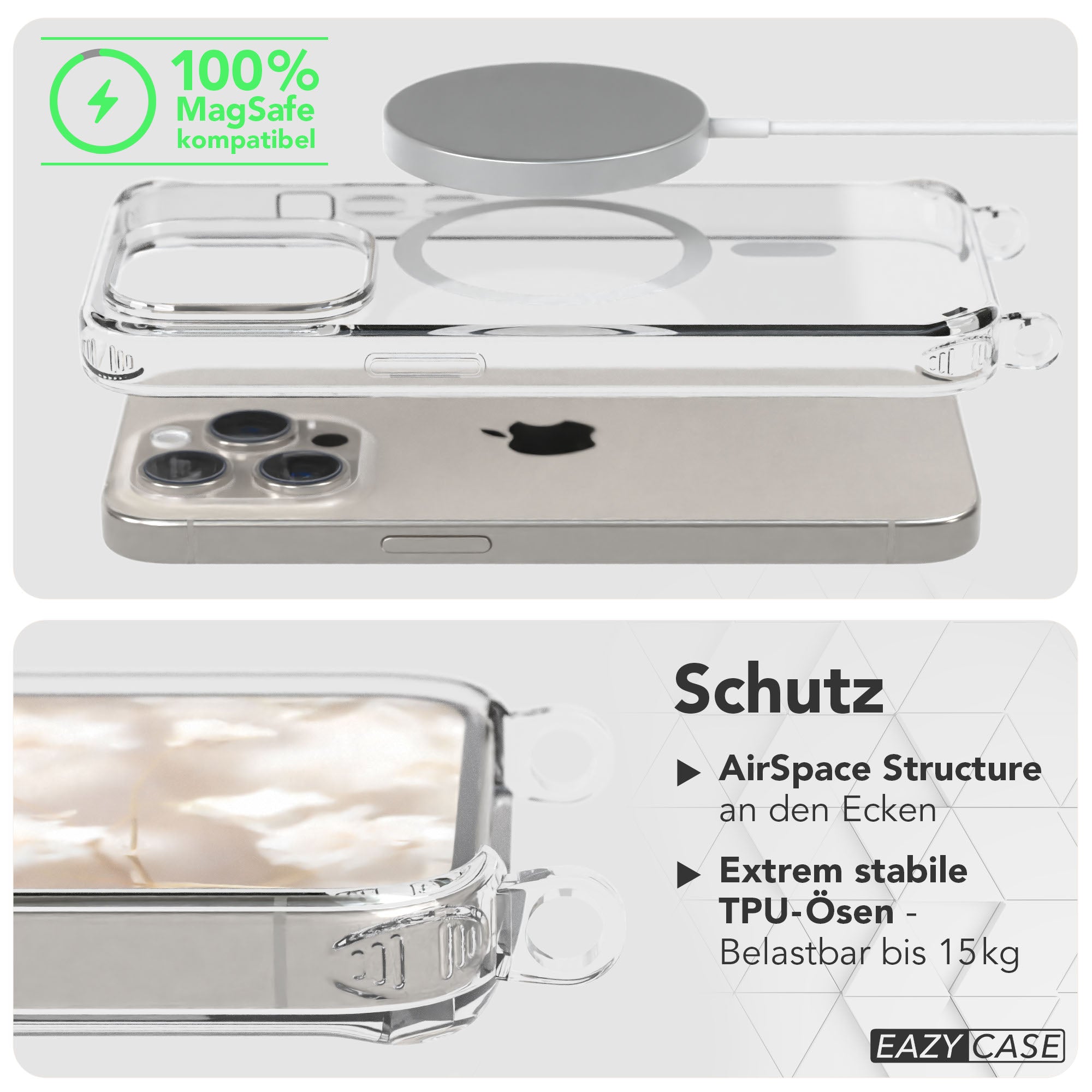 Apple iPhone 15 Pro Handykette MagSafe mit Boho Band EAZY CASE Neck Strap