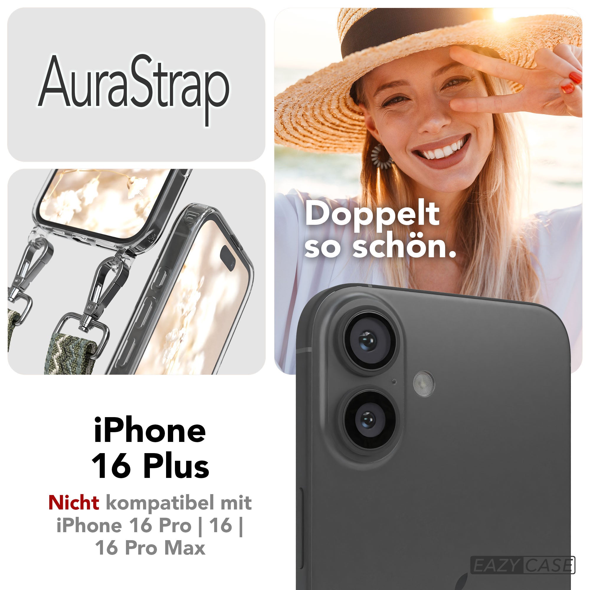 iPhone 16 Plus MagSafe Handykette mit Boho Band Set EAZY CASE