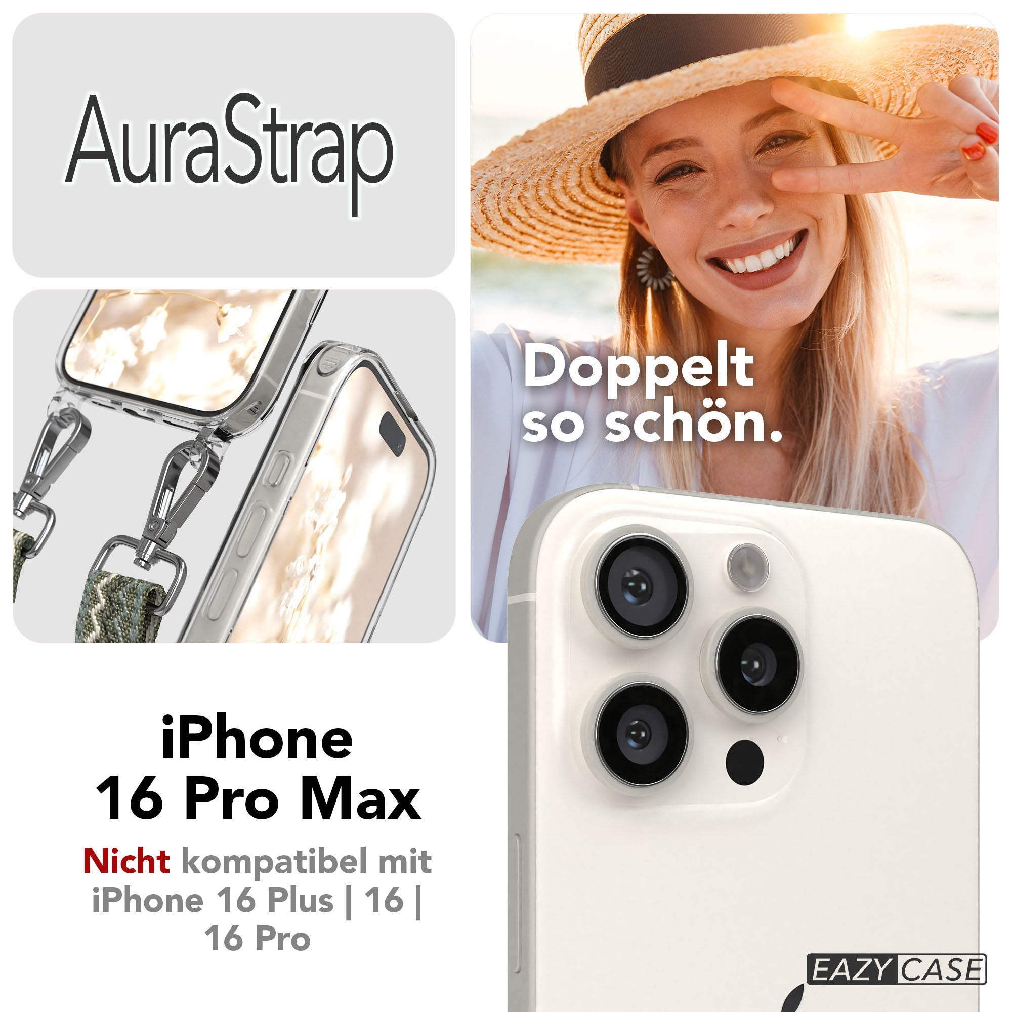 iPhone 16 Pro Max Handykette mit MagSafe Boho Band verstellbar