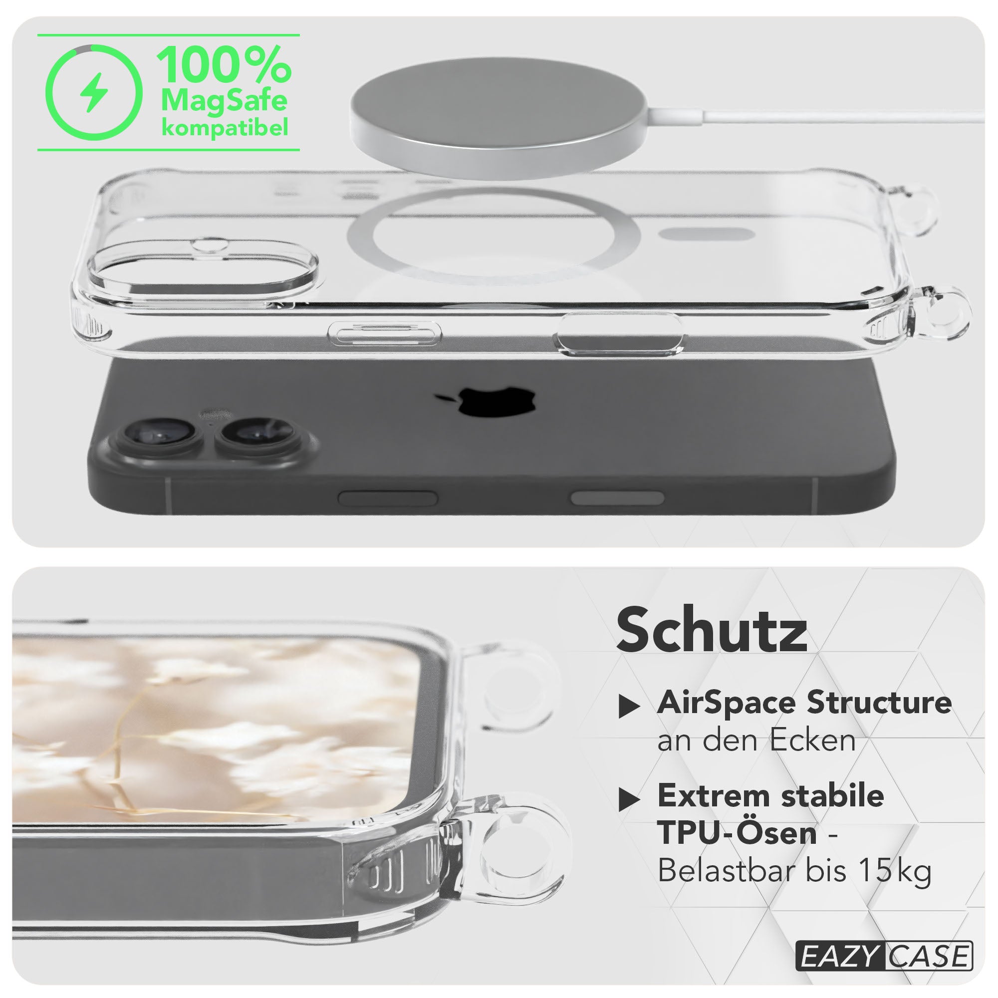 iPhone 16 MagSafe Handykette mit verstellbarem Boho Trageriemen von EAZY CASE