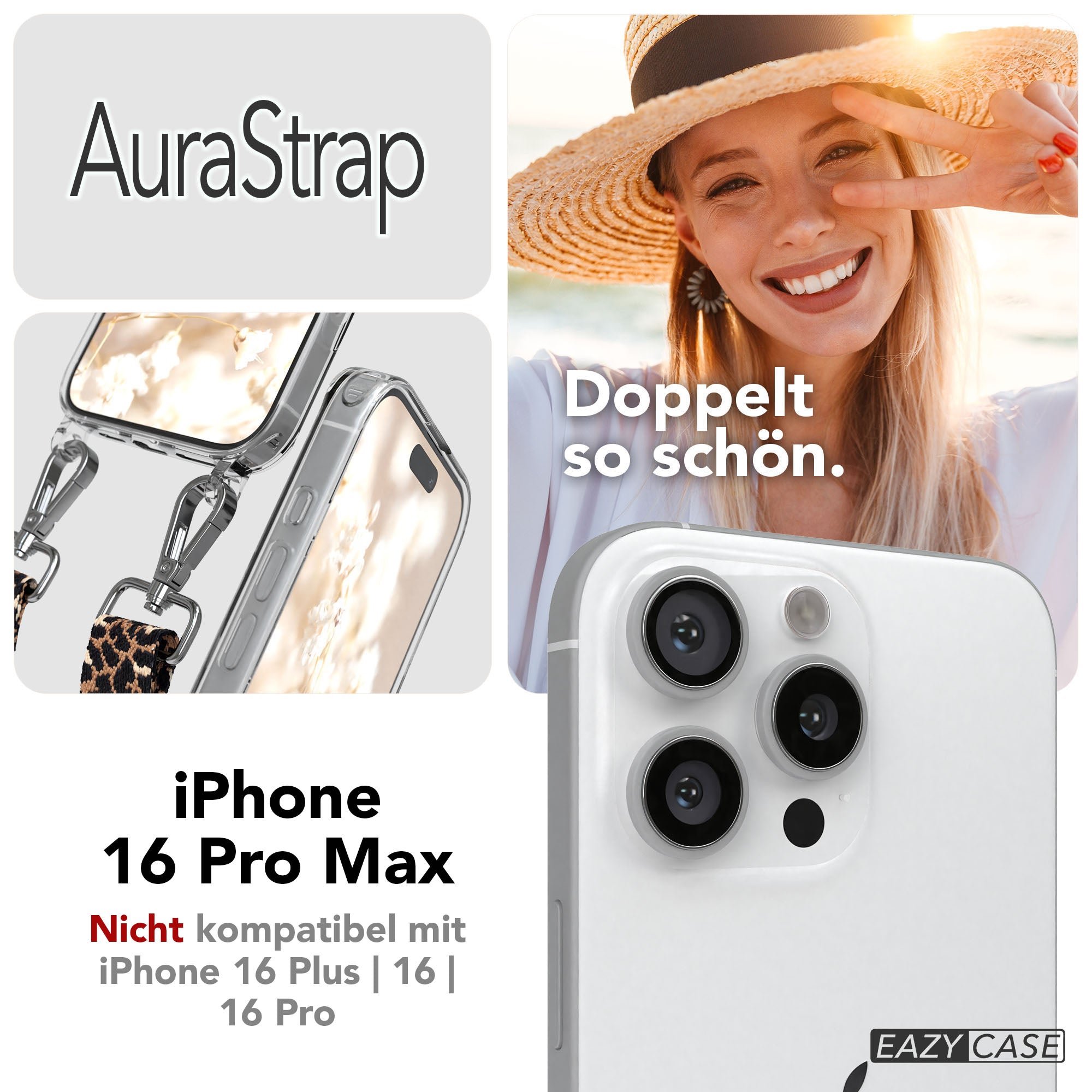 iPhone 16 Pro Max Handykette mit MagSafe Boho Band verstellbar