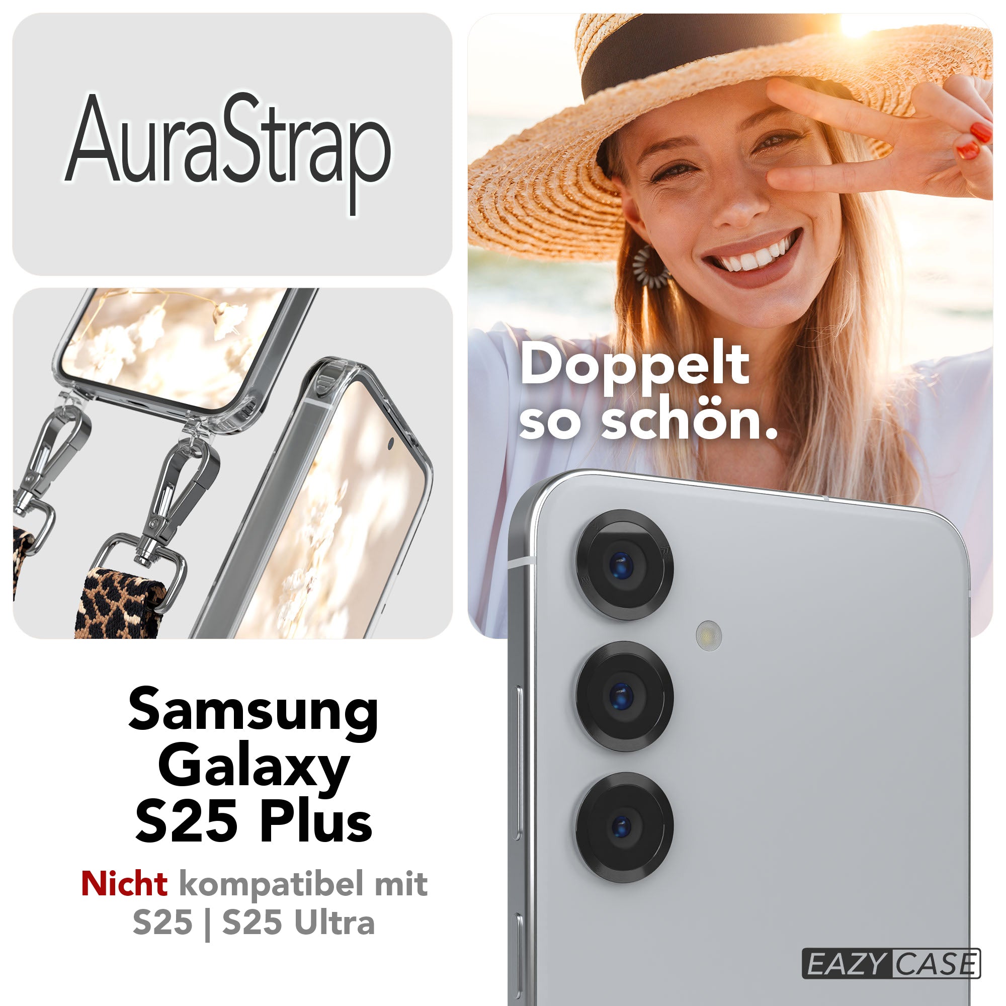 Samsung Galaxy S25 Plus MagSafe Handykette mit verstellbarem Boho Band Set