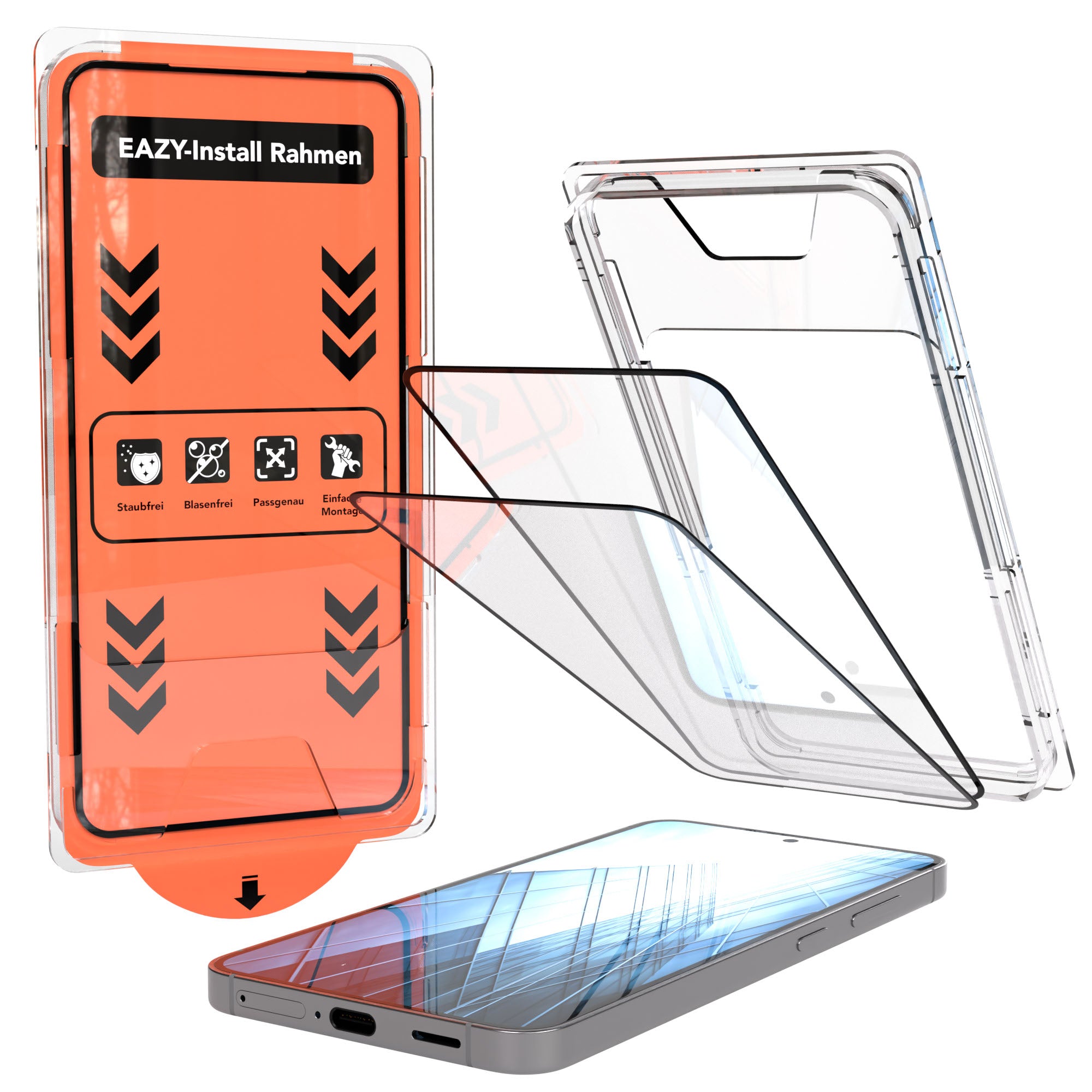 Galaxy S24 2er Set Glasfolie + Installationsrahmen