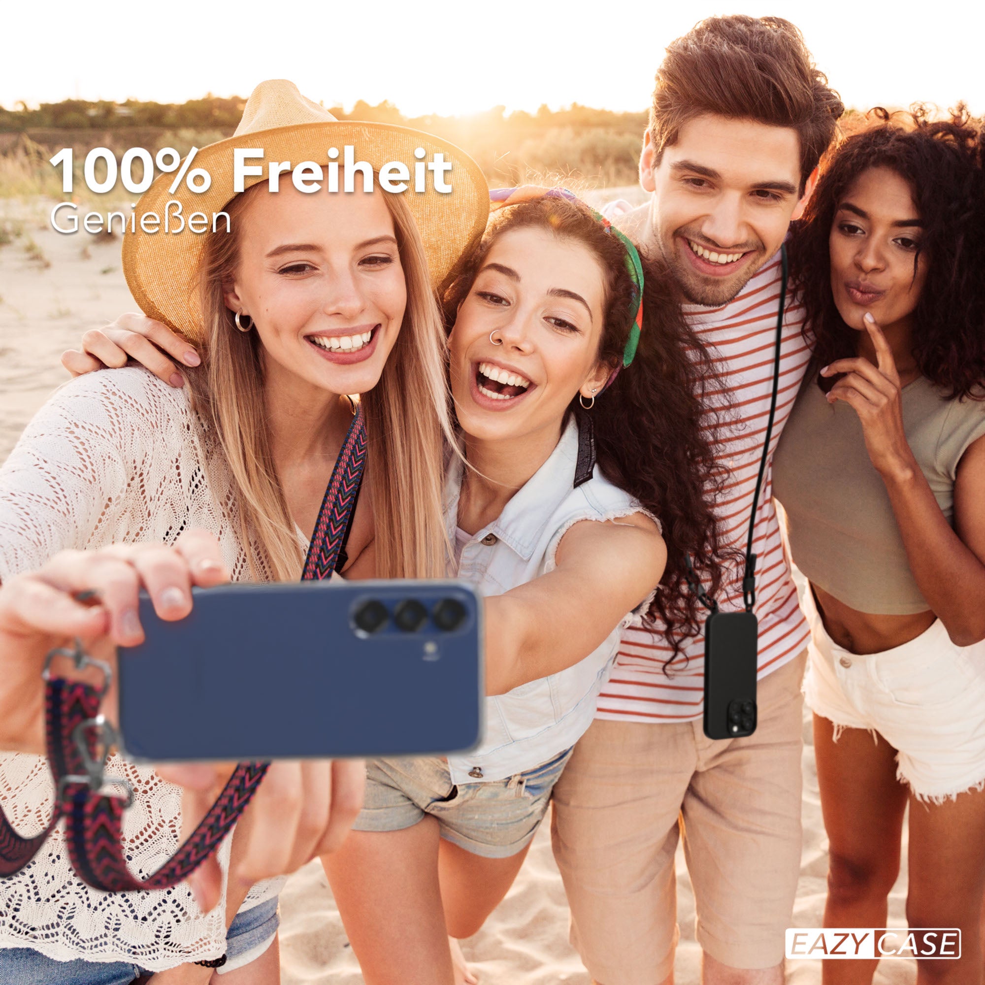 Samsung Galaxy S25 Handykette mit verstellbarem Boho Trageriemen Set