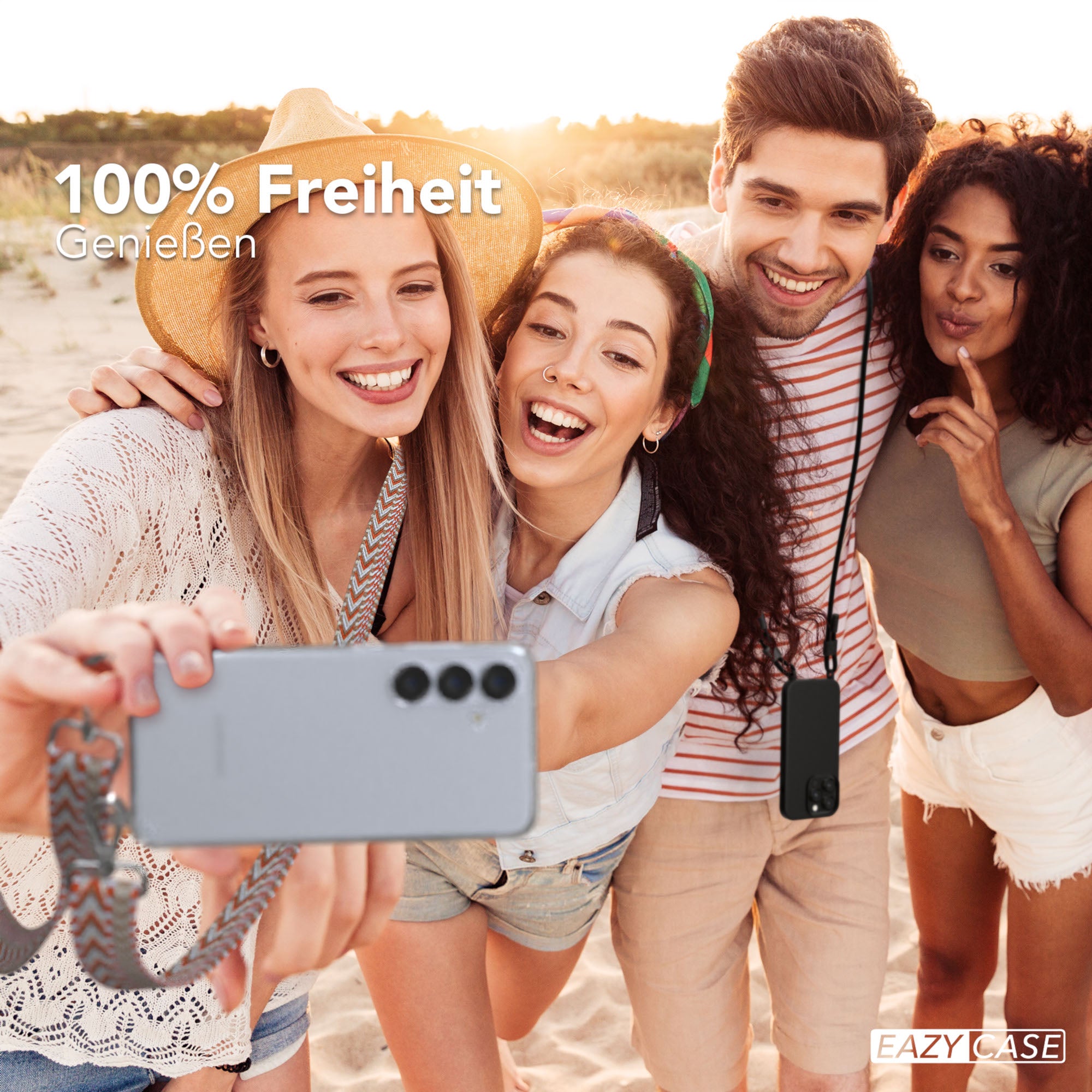 Samsung Galaxy S25 Handykette mit verstellbarem Boho Trageriemen Set