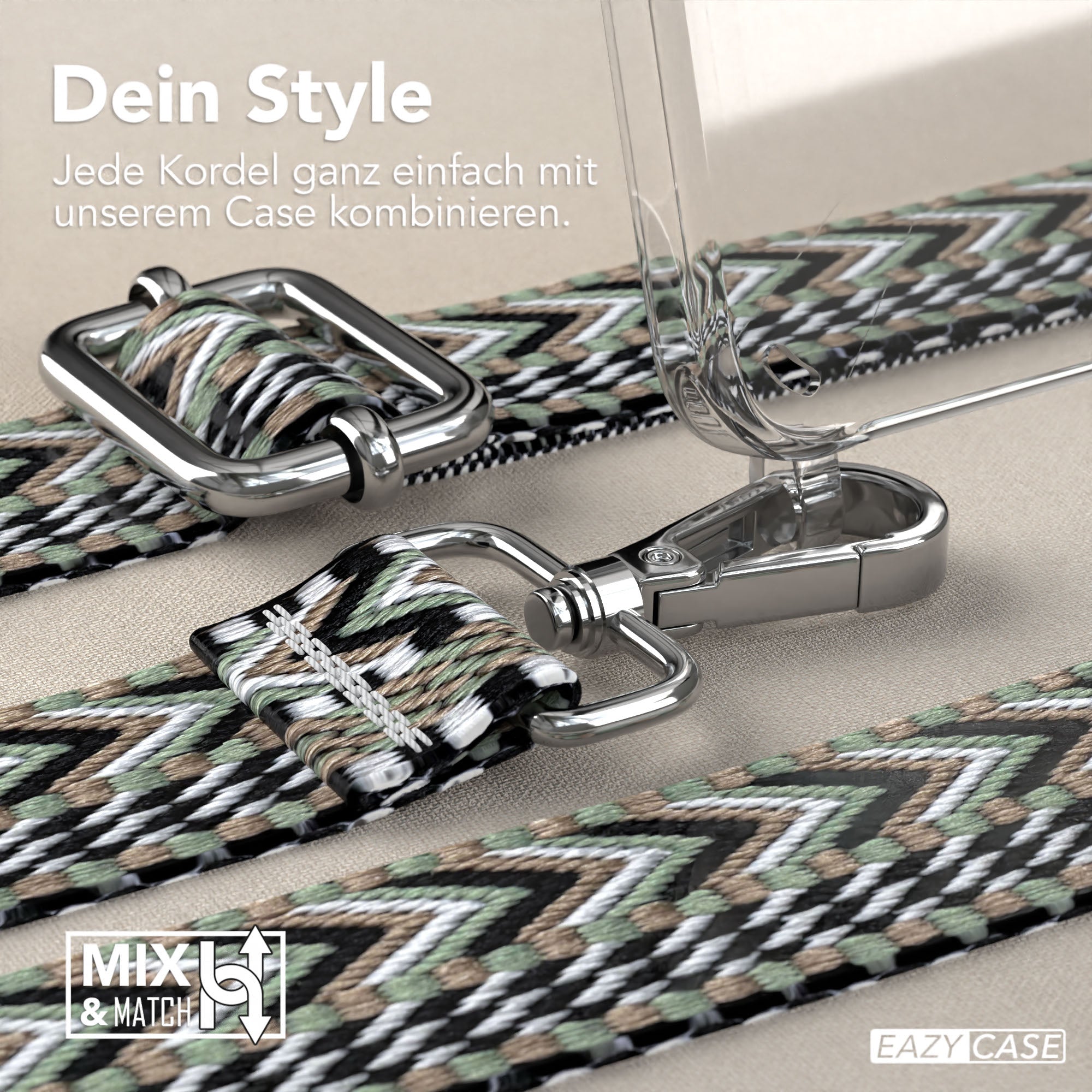 Samsung Galaxy S25 Handykette mit verstellbarem Boho Trageriemen Set