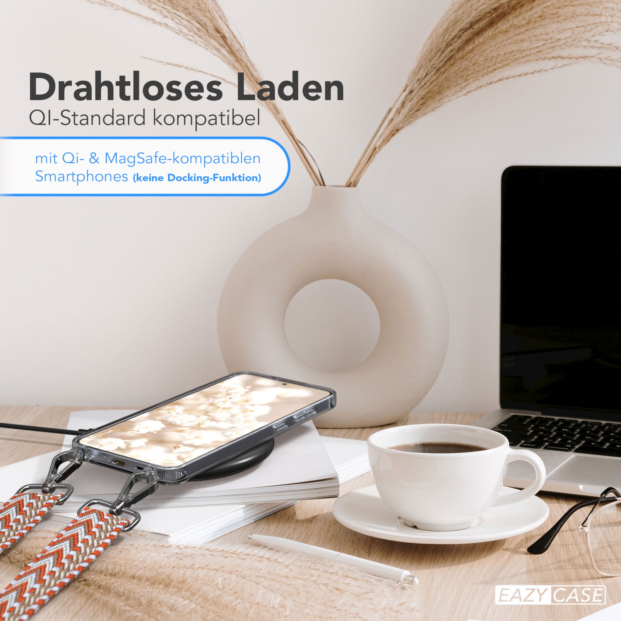 Samsung Galaxy S25 Plus Handykette mit verstellbarem Boho Trageriemen Set