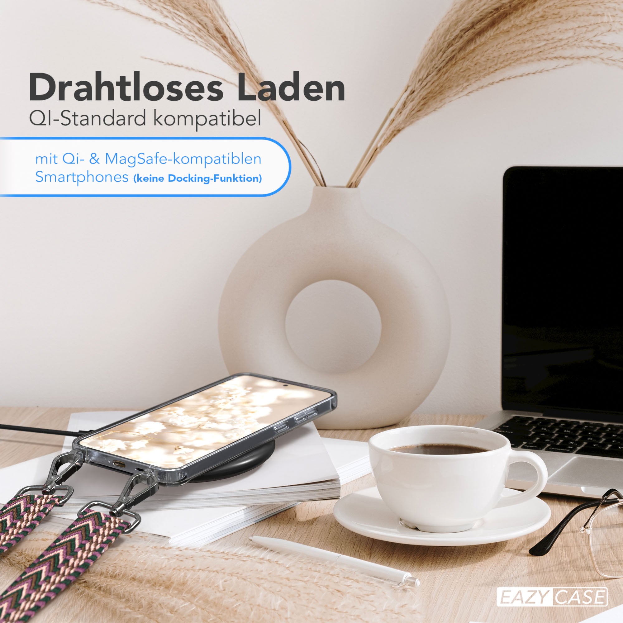 Samsung Galaxy S25 Plus Handykette mit verstellbarem Boho Trageriemen Set