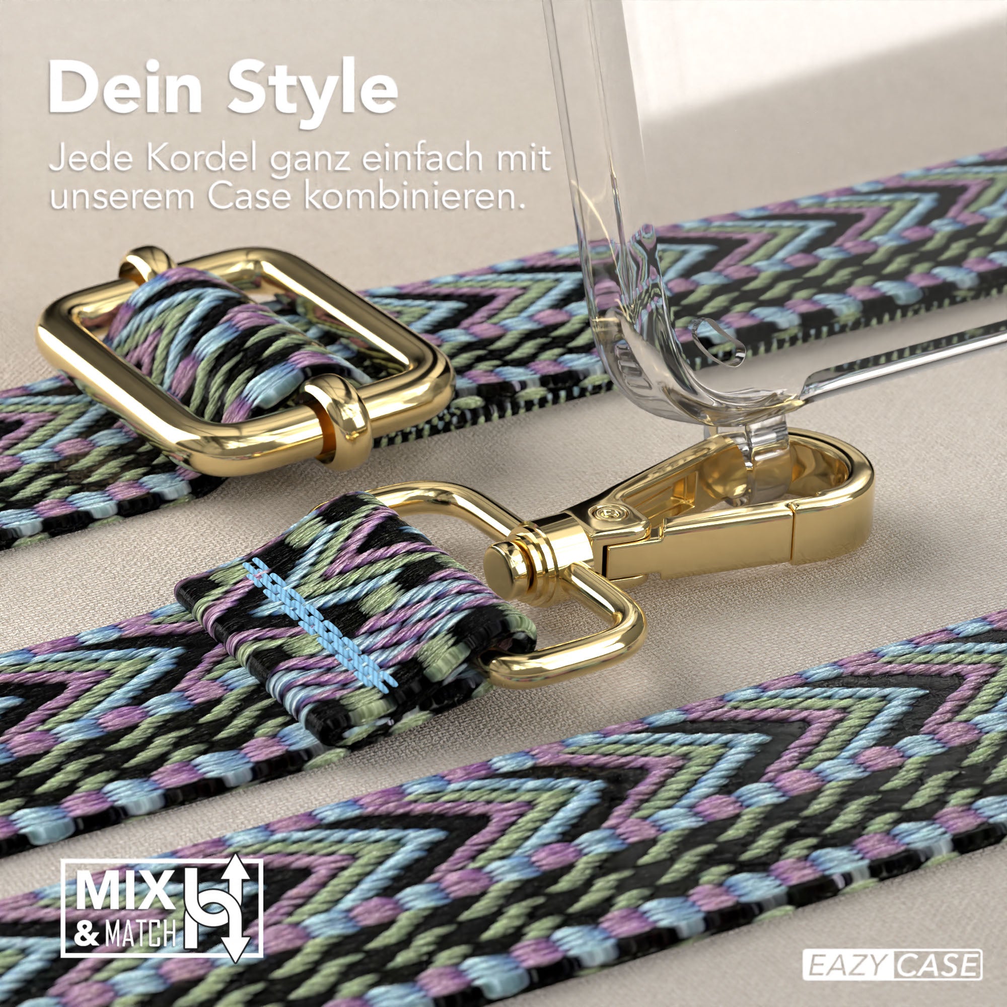 Samsung Galaxy S25 Plus Handykette mit verstellbarem Boho Trageriemen Set