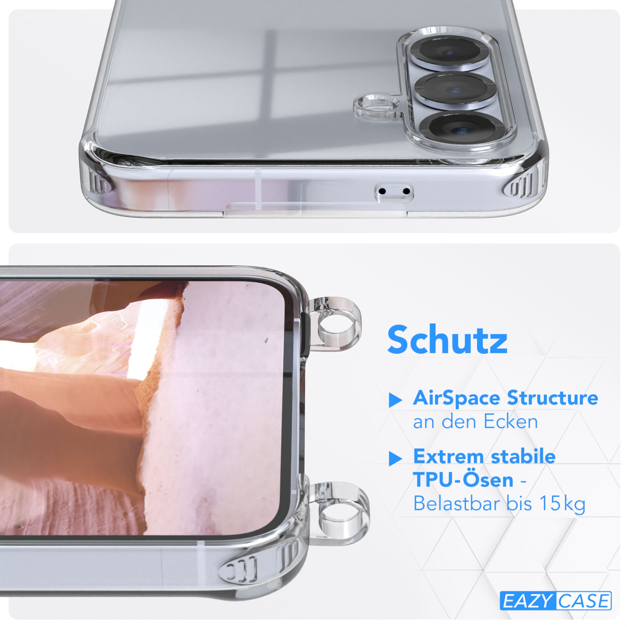 Galaxy S25 Plus Hülle + Kordel mit Karabinern