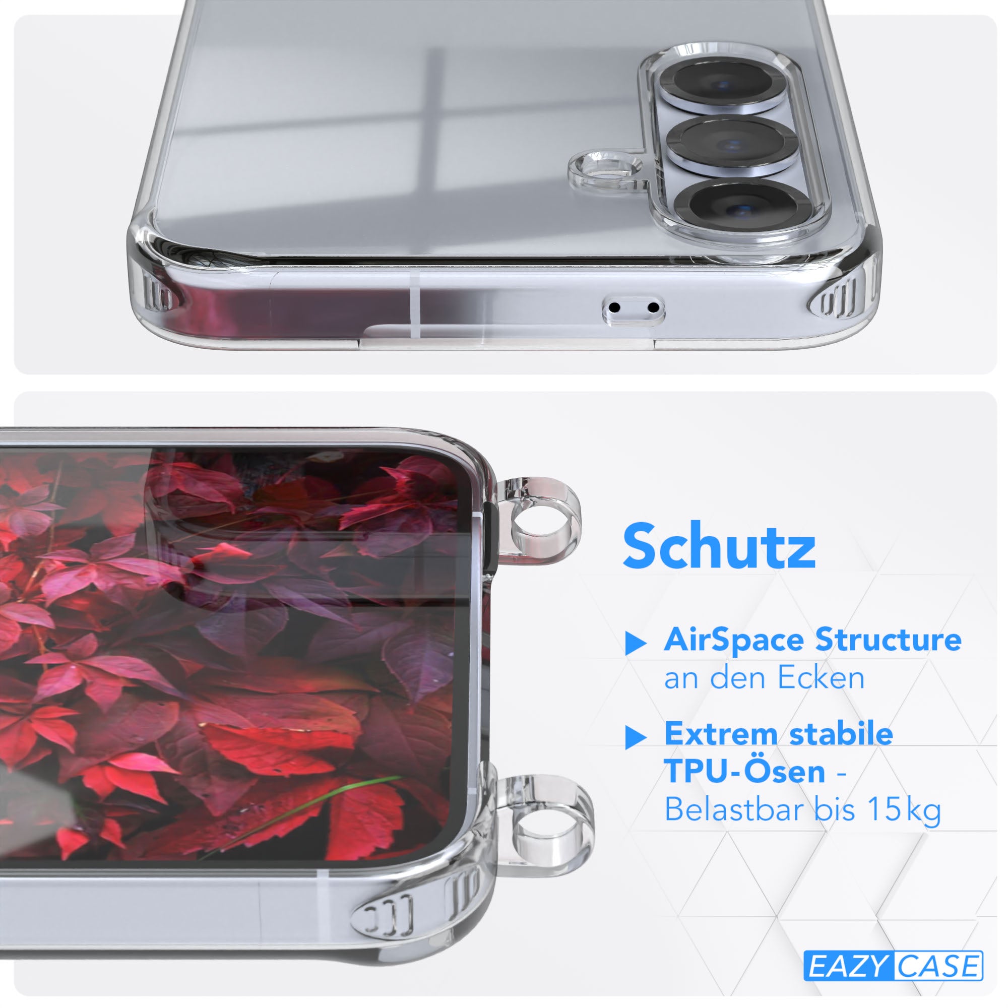 Galaxy S25 Plus Hülle + Kordel mit Karabinern