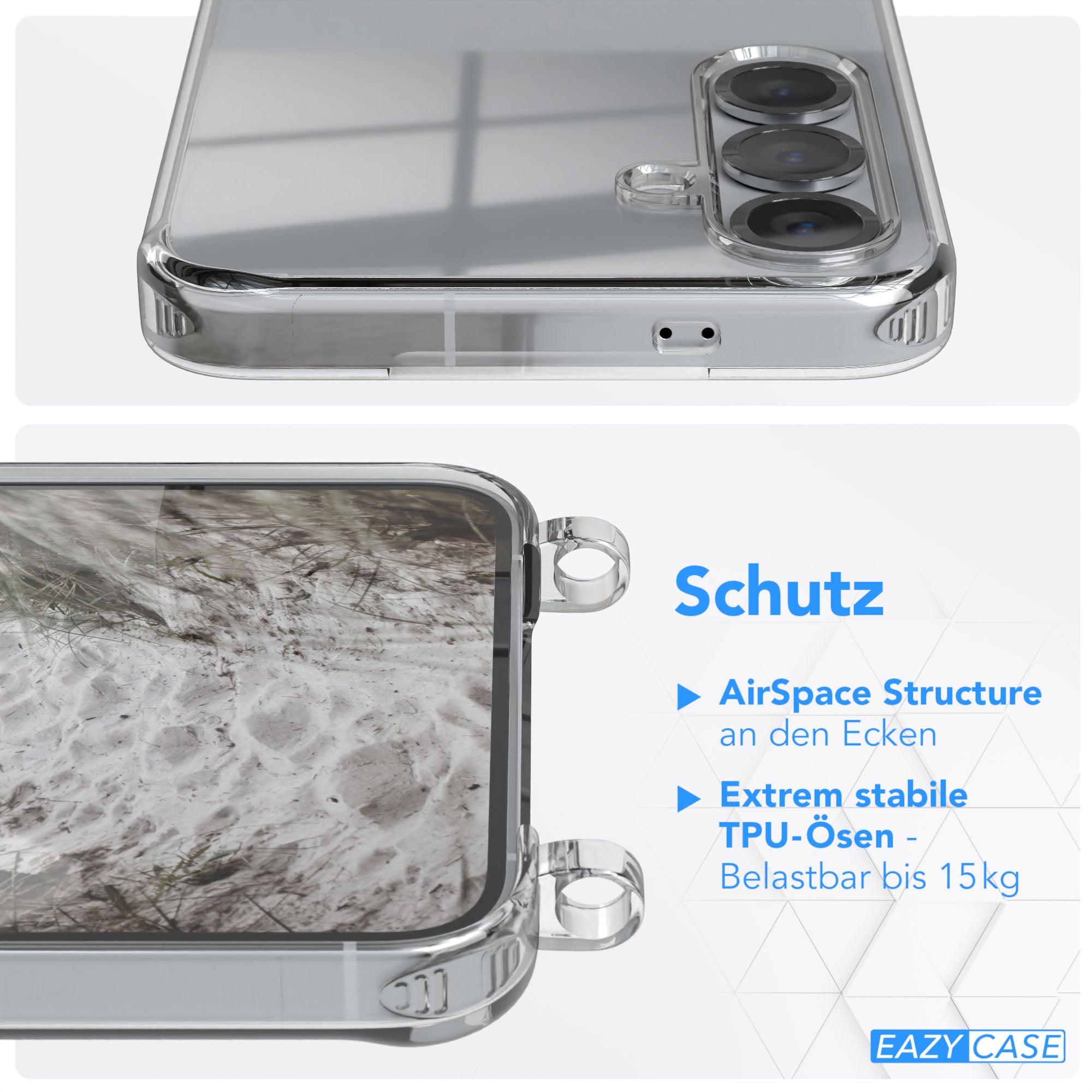 Galaxy S25 Plus Hülle + Kordel mit Karabinern