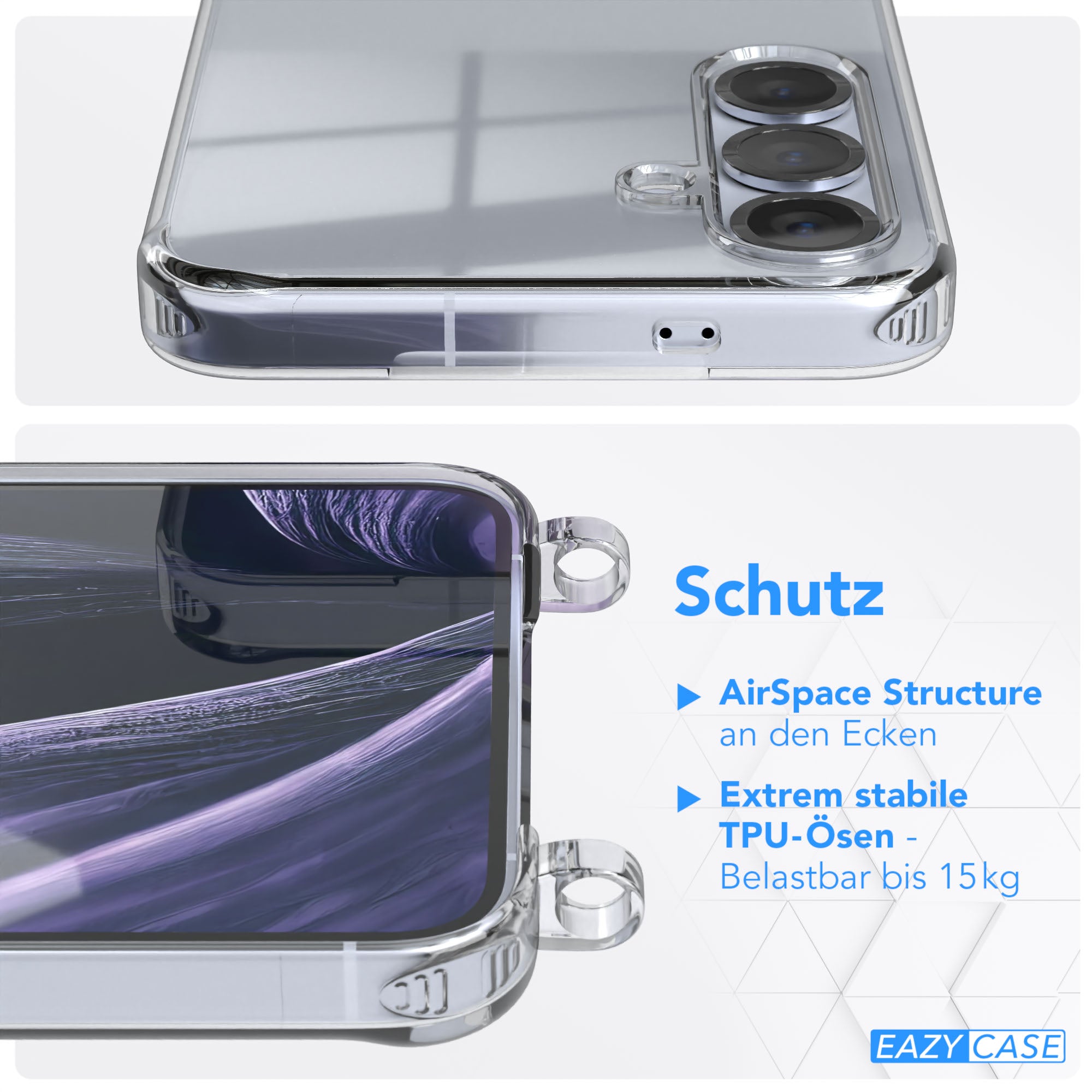 Galaxy S25 Plus Hülle + Kordel mit Karabinern