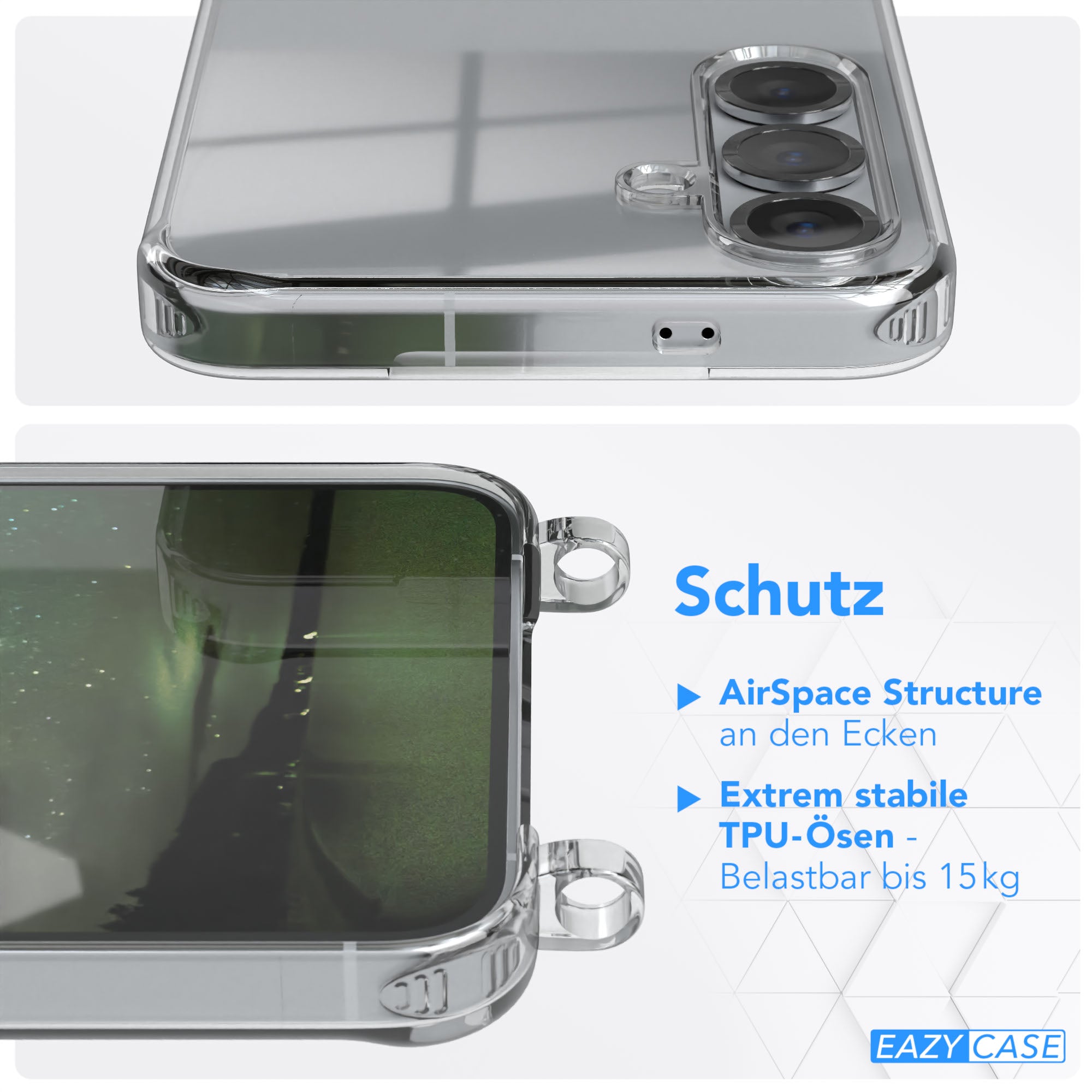 Galaxy S25 Plus Hülle + Kordel mit Karabinern