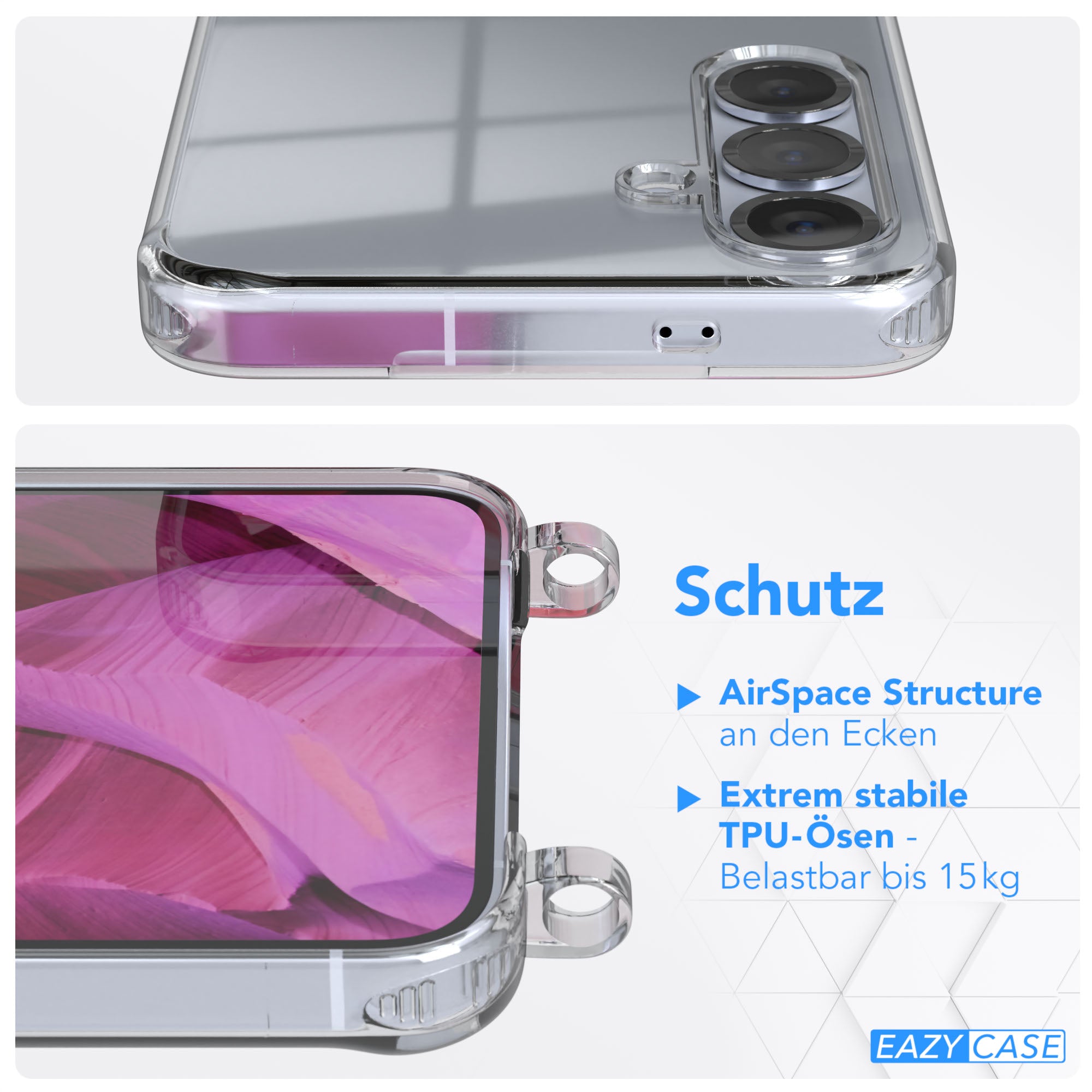 Galaxy S25 Plus transparente Hülle + Kordel