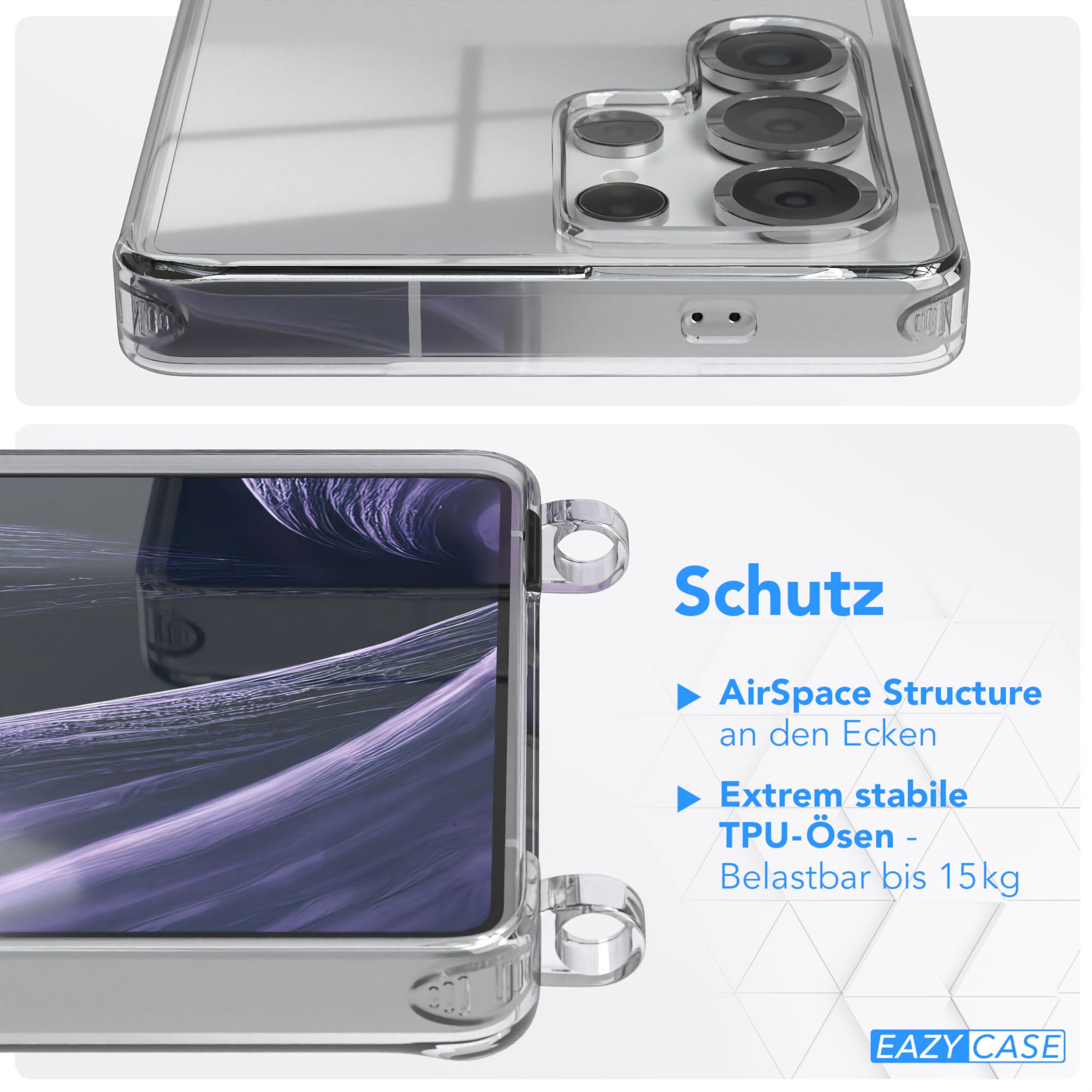 Galaxy S25 Ultra Hülle + Kordel mit Karabinern