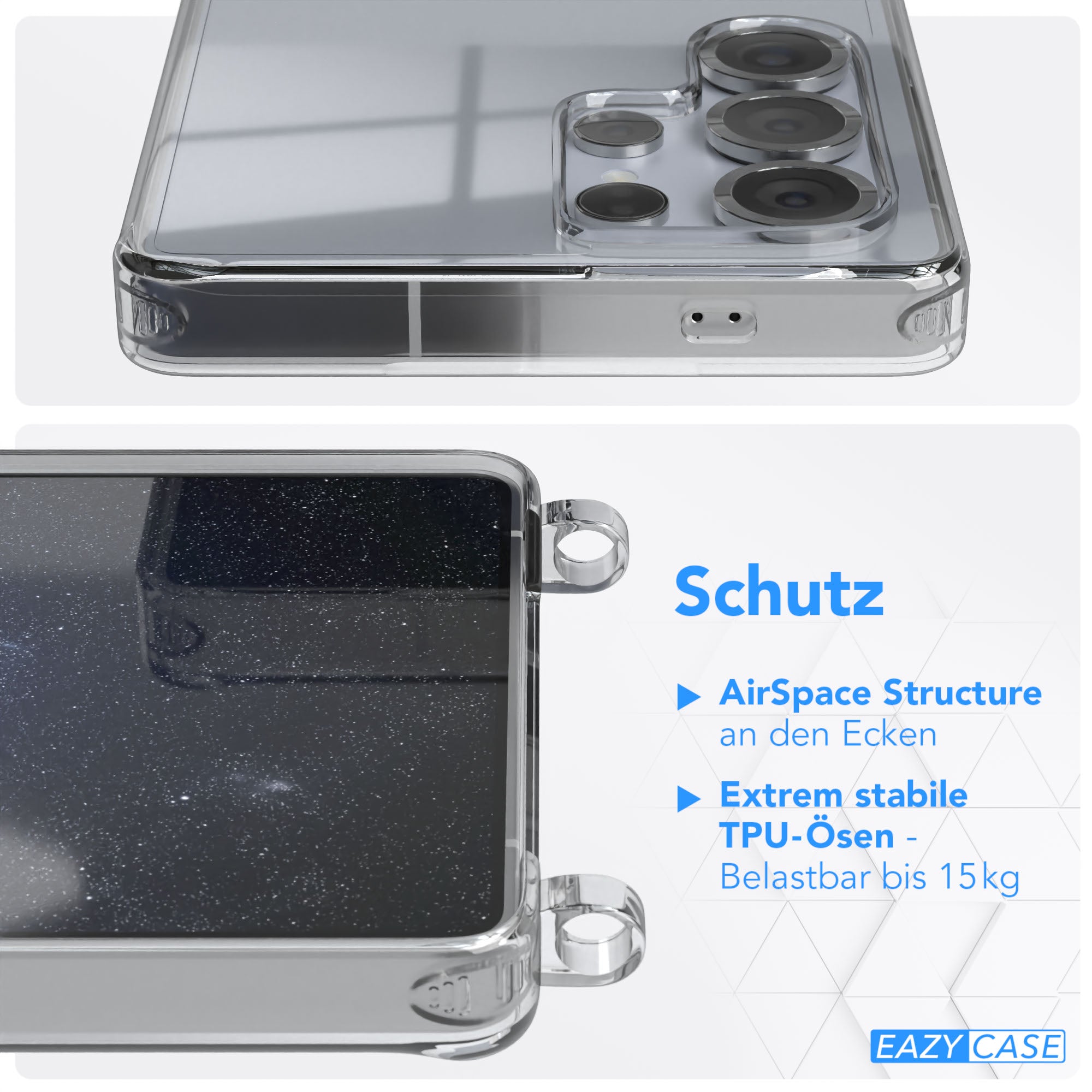 Galaxy S25 Ultra Hülle + Kordel mit Karabinern