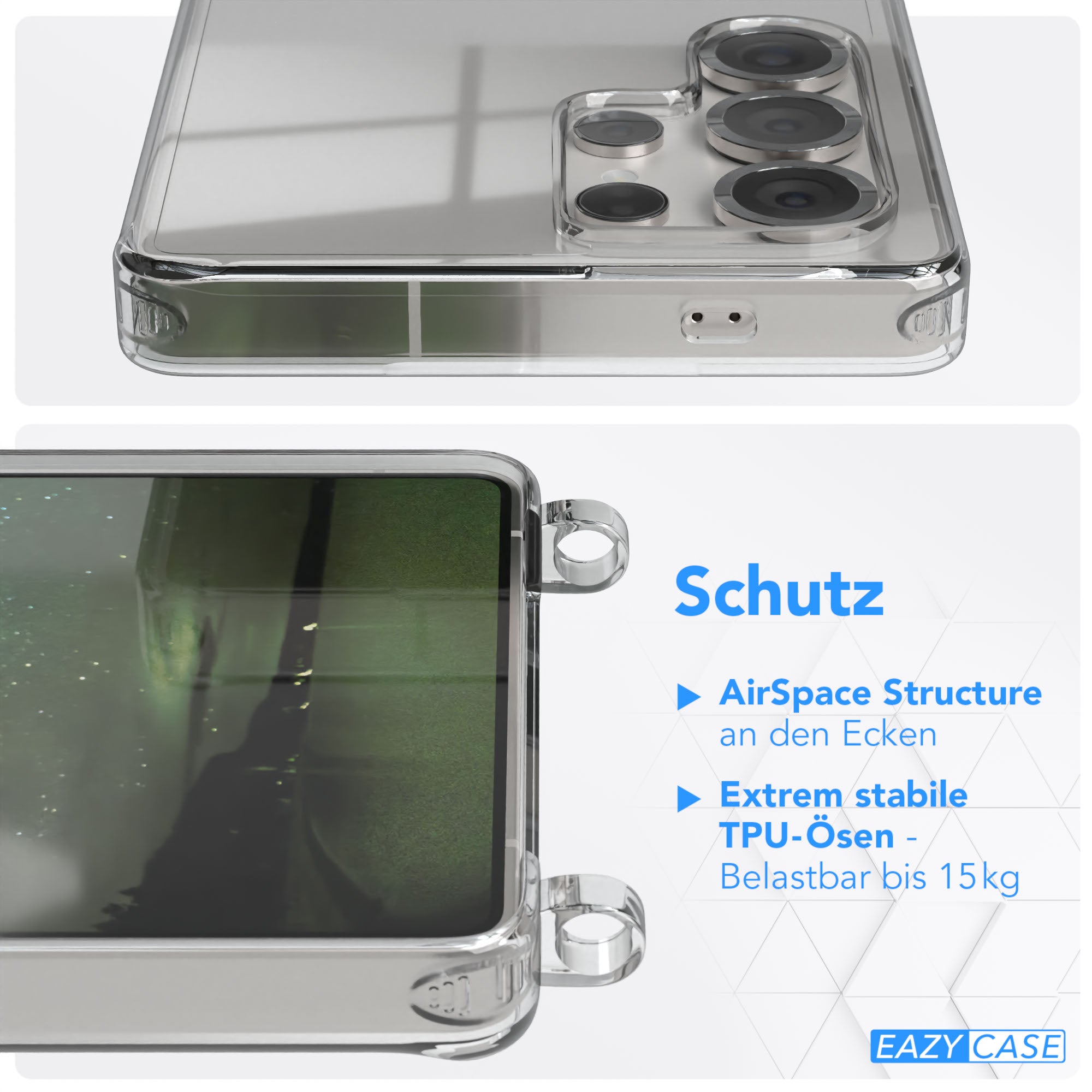 Galaxy S25 Ultra Hülle + Kordel mit Karabinern