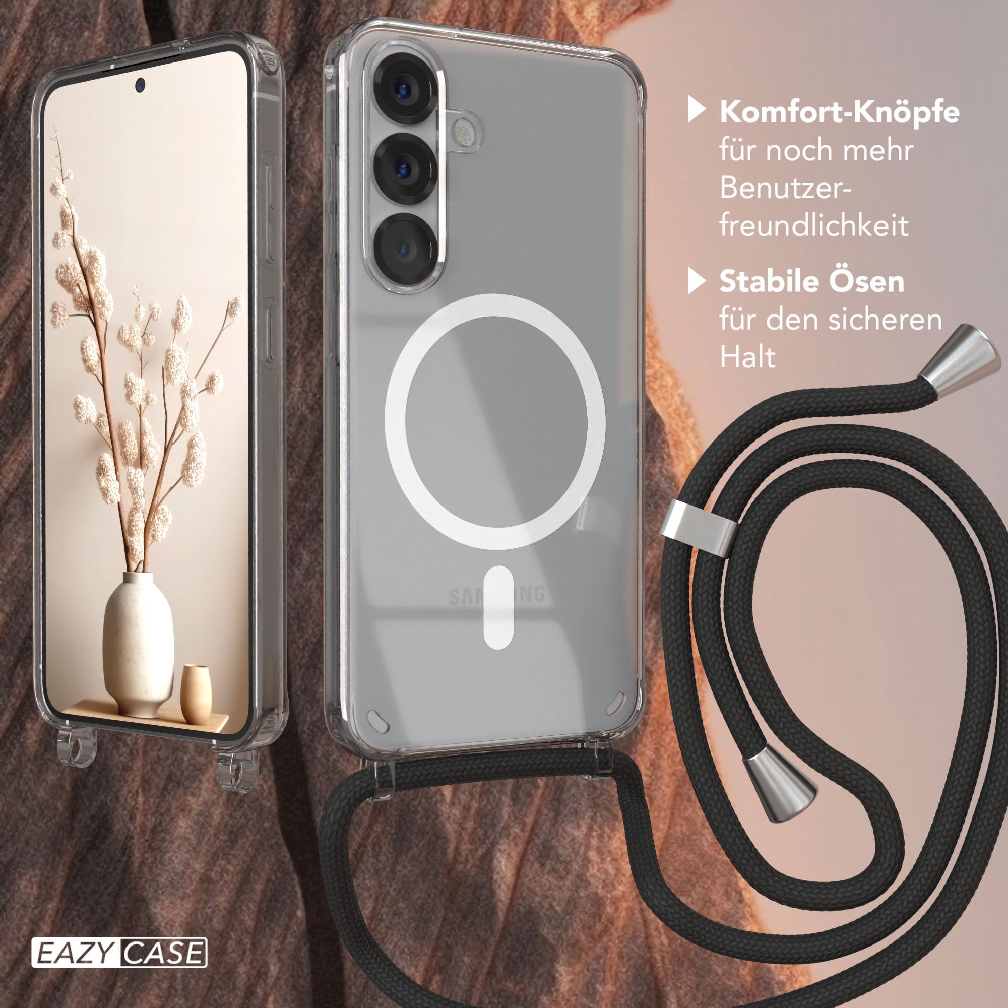 Galaxy S25 transparente Hülle + Kordel mit MagSafe