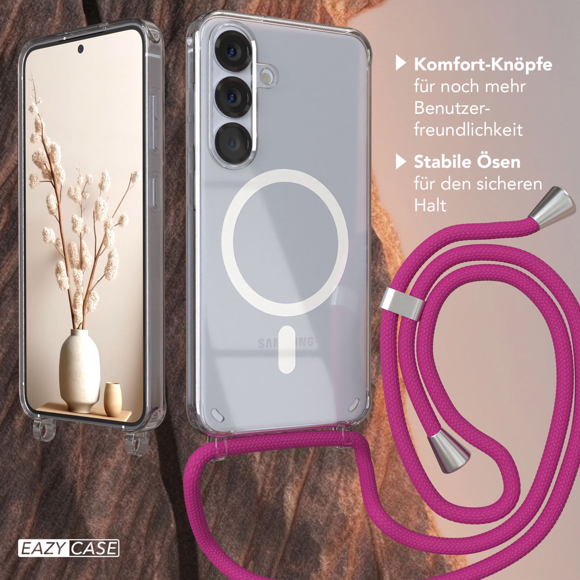 Galaxy S25 transparente Hülle + Kordel mit MagSafe