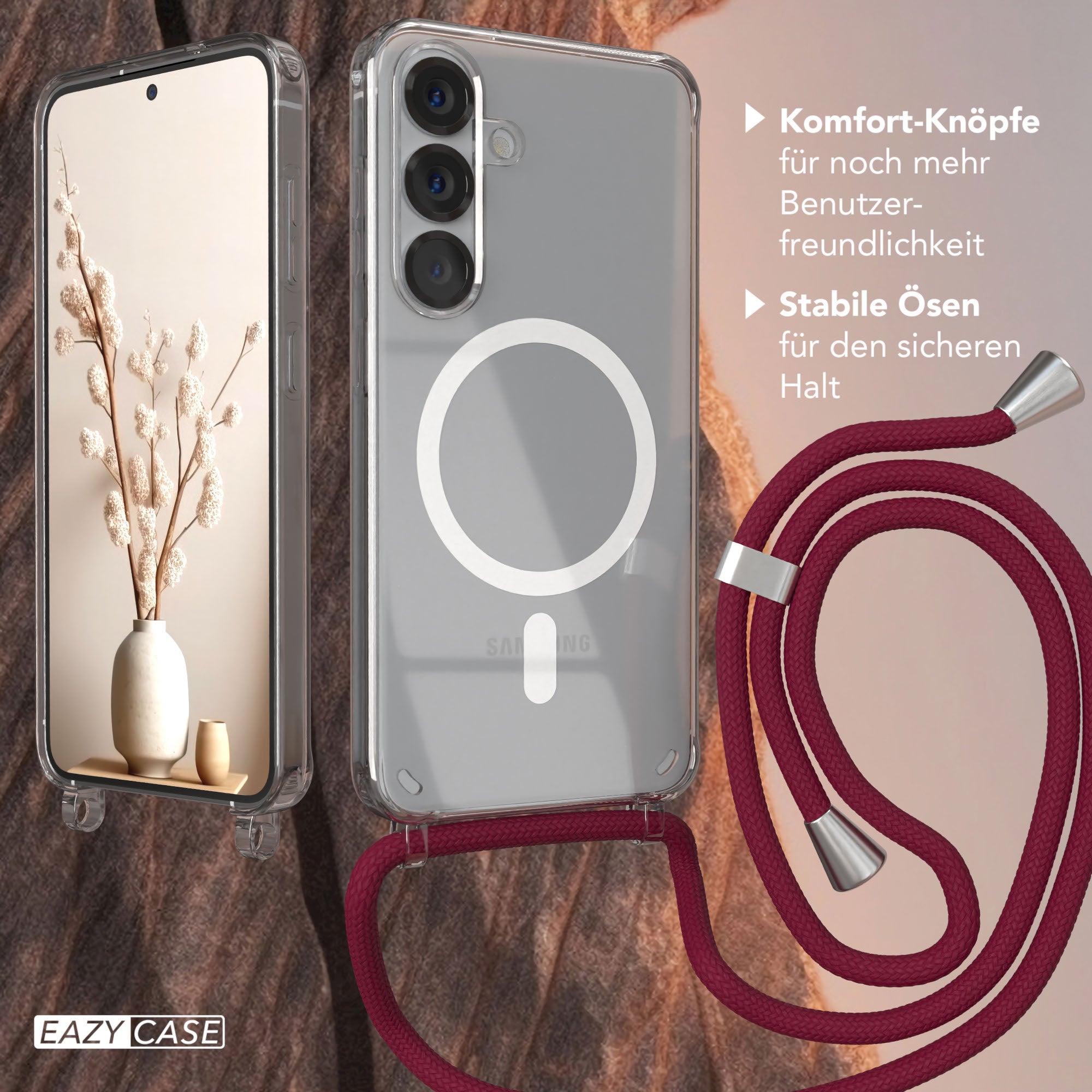 Galaxy S25 transparente Hülle + Kordel mit MagSafe