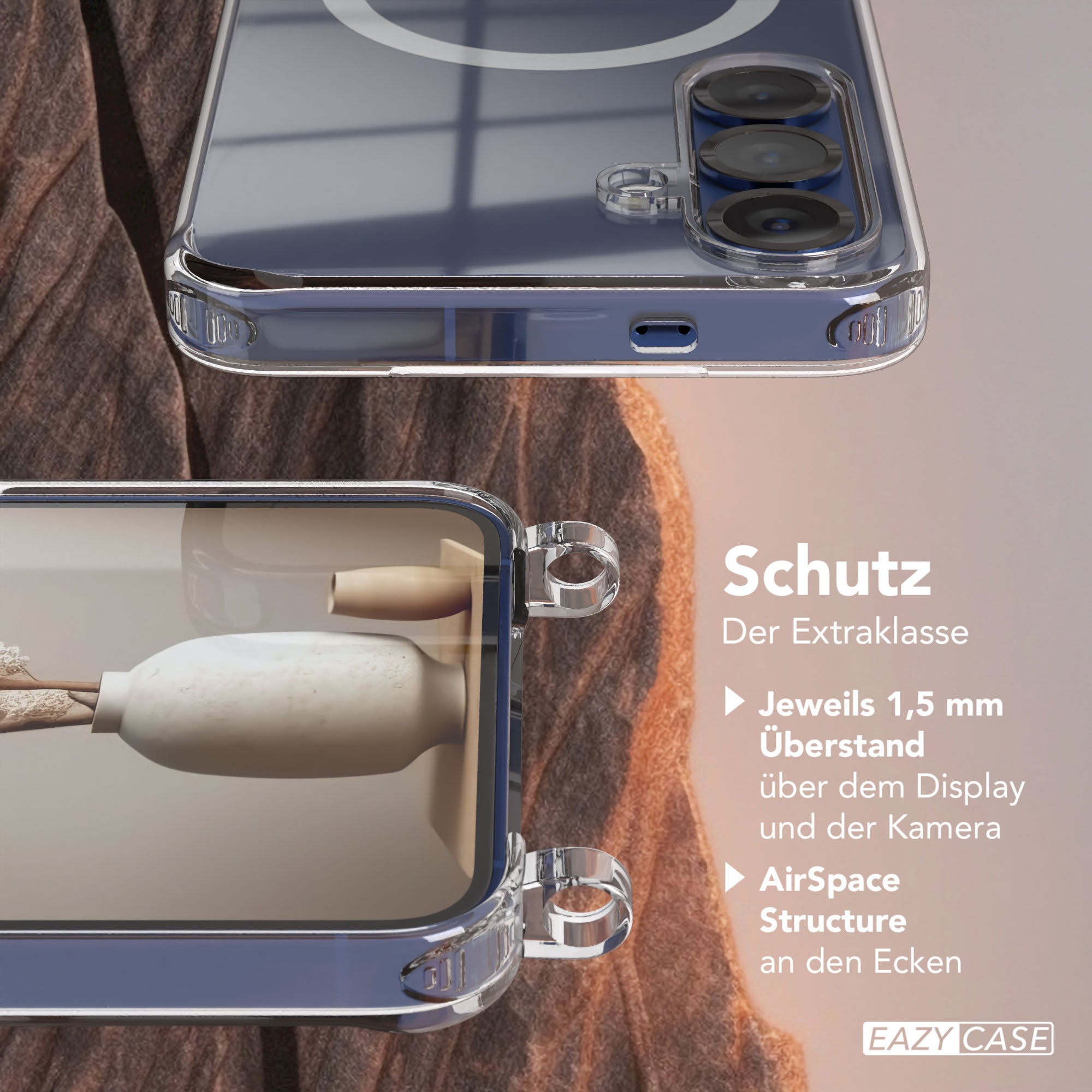 Galaxy S25 transparente Hülle + Kordel mit MagSafe