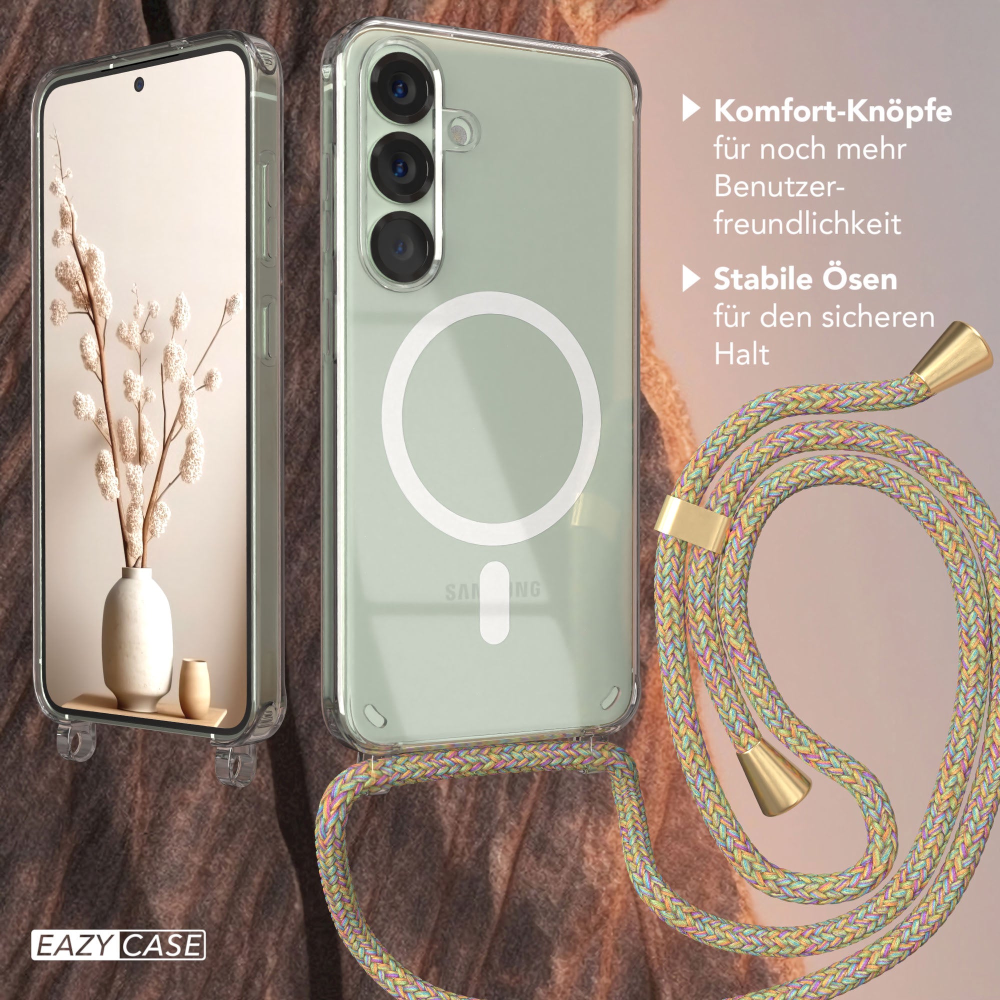 Galaxy S25 transparente Hülle + Kordel mit MagSafe